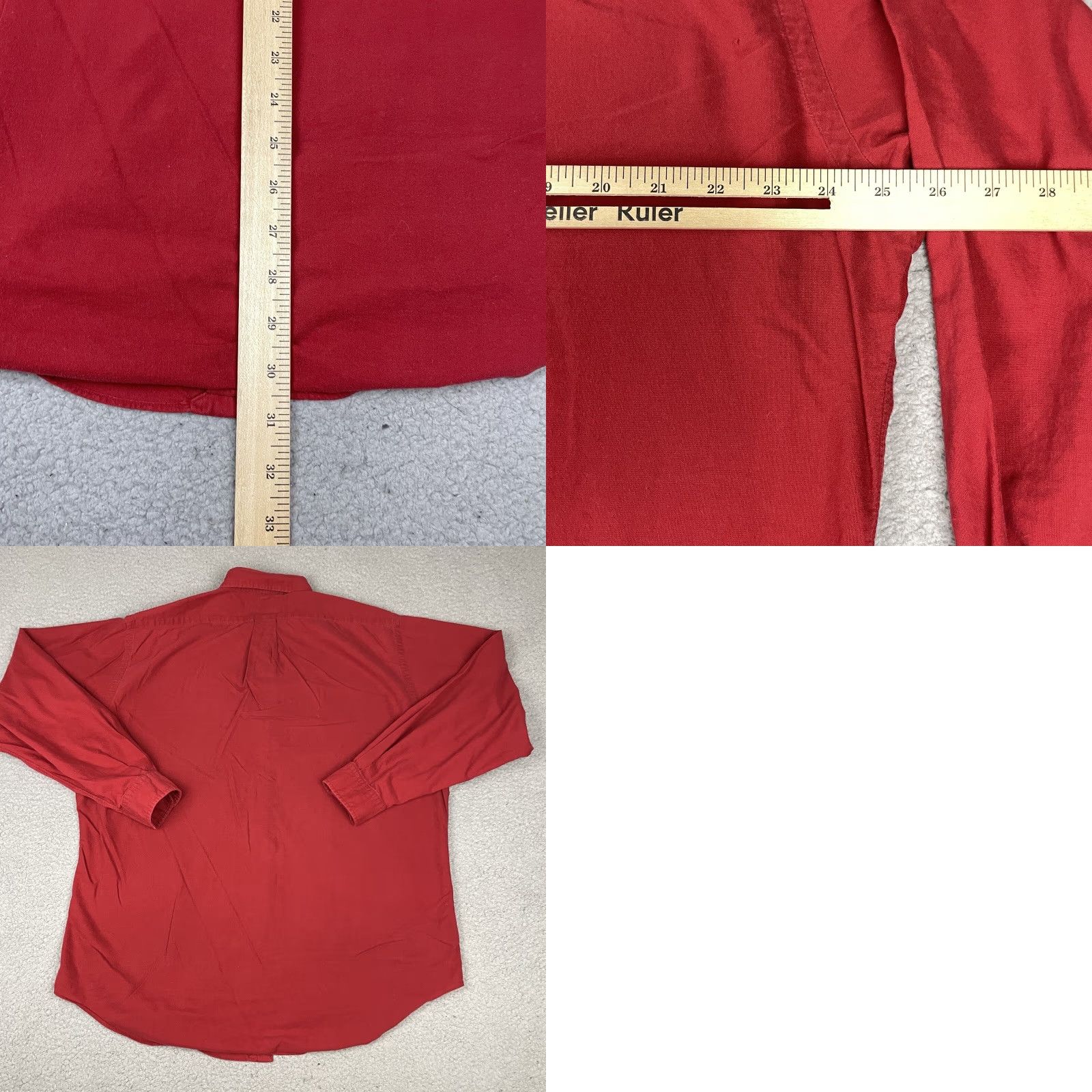 Ralph Lauren VINTAGE Ralph Lauren Polo Shirt Mens L Red Button-Down Pony Distressed 90s Polo Shirt Button-Up Knit Cotton Long Sleeve Size US L / EU 52-54 / 3 - 8 Thumbnail