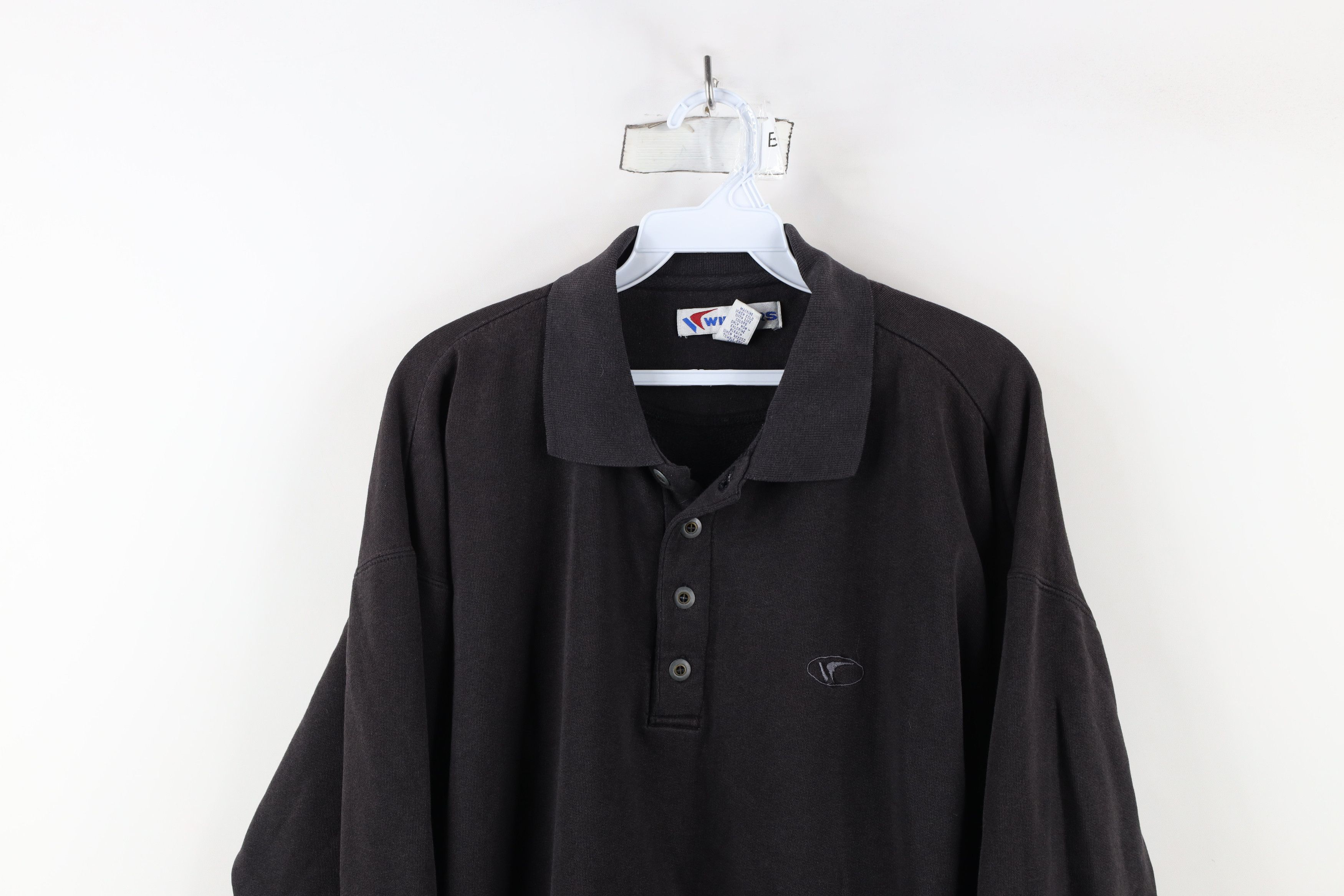 Vintage Vintage 90s Streetwear Collared Pullover Sweatshirt Black Size US L / EU 52-54 / 3 - 2 Thumbnail