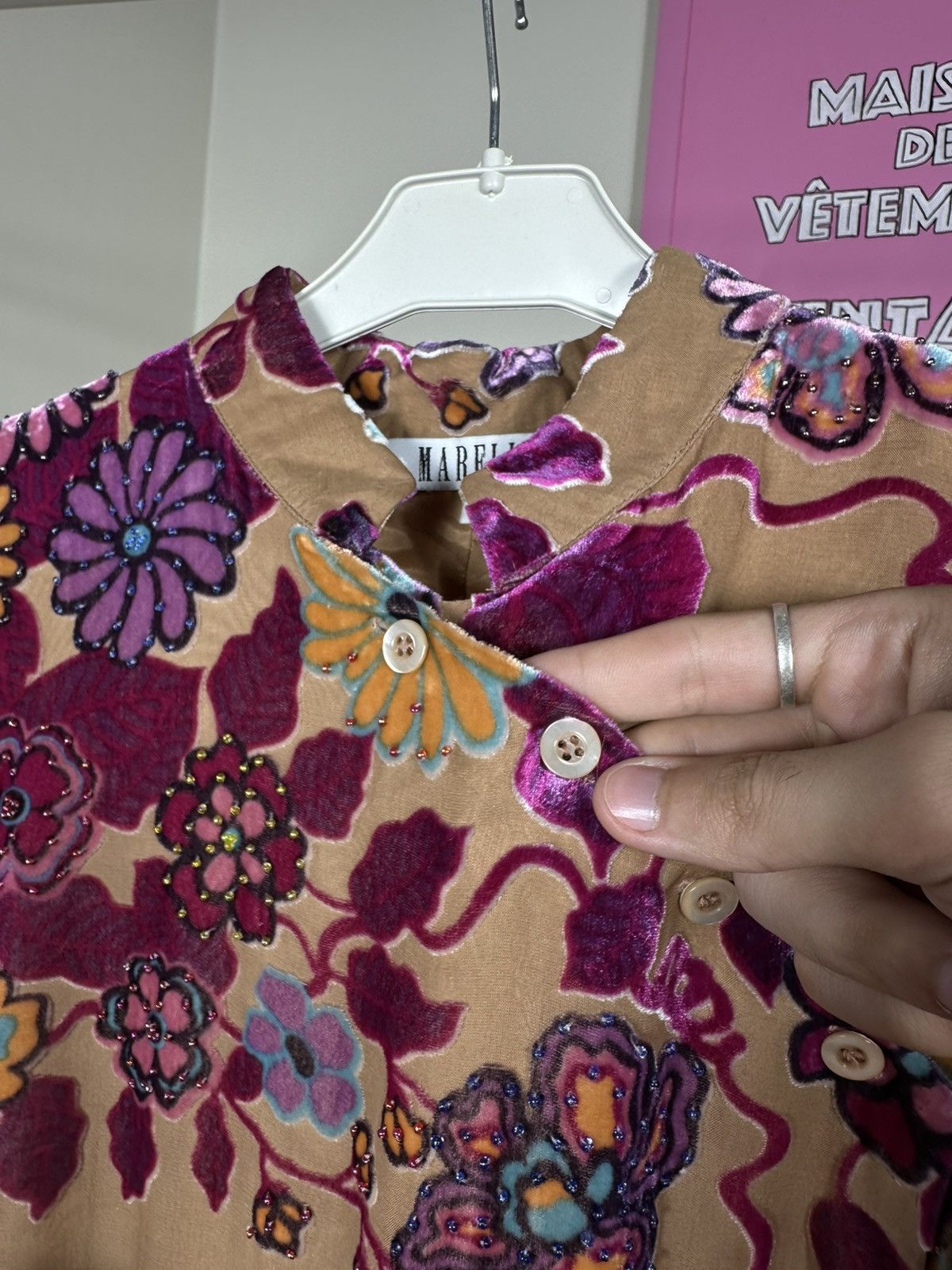 Marella Marella Vintage Midi Dress Beaded Embroidered Floral Kimono Size S / US 4 / IT 40 - 7 Thumbnail