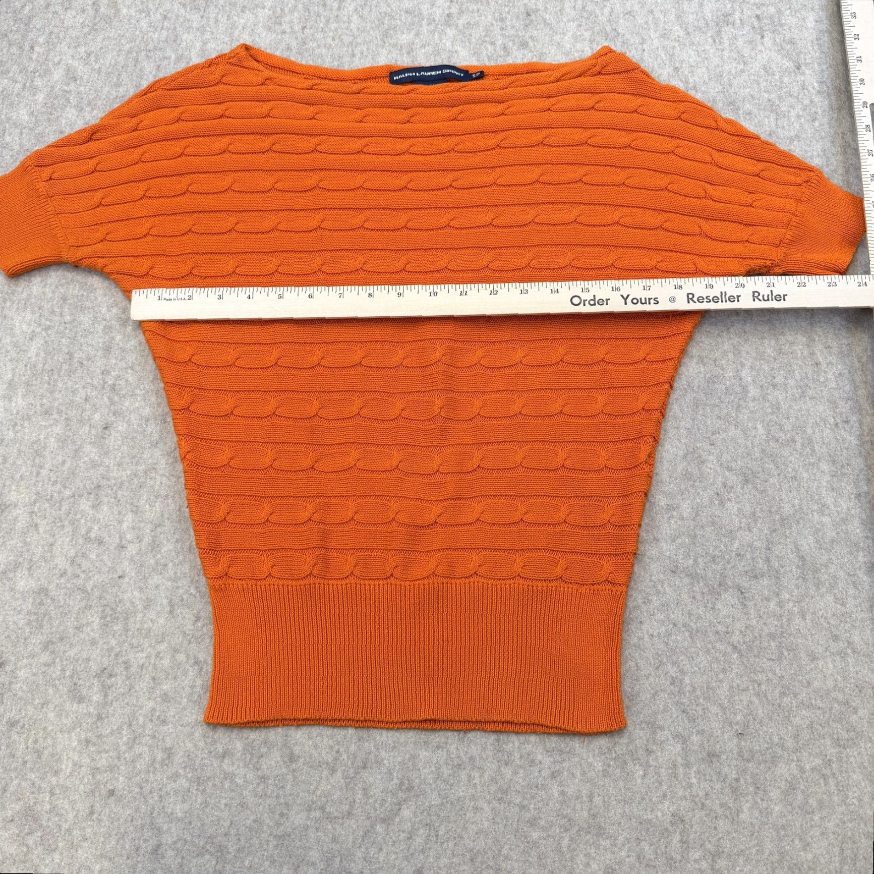 Polo Ralph Lauren Ralph Lauren Sport Sweater Womens Small Orange Short Sleeve Cable Knit Top Size S / US 4 / IT 40 - 7 Thumbnail