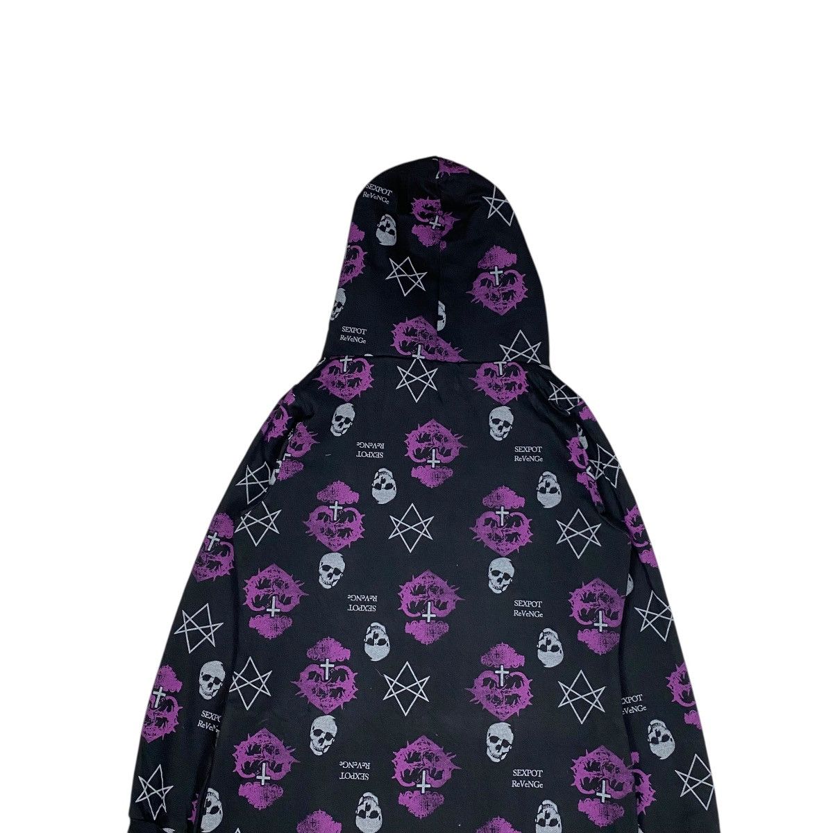 If Six Was Nine × Japanese Brand × KMRii Sexpot Revenge Skulls Satanic Fur Zip Hoodie Size US L / EU 52-54 / 3 - 8 Thumbnail