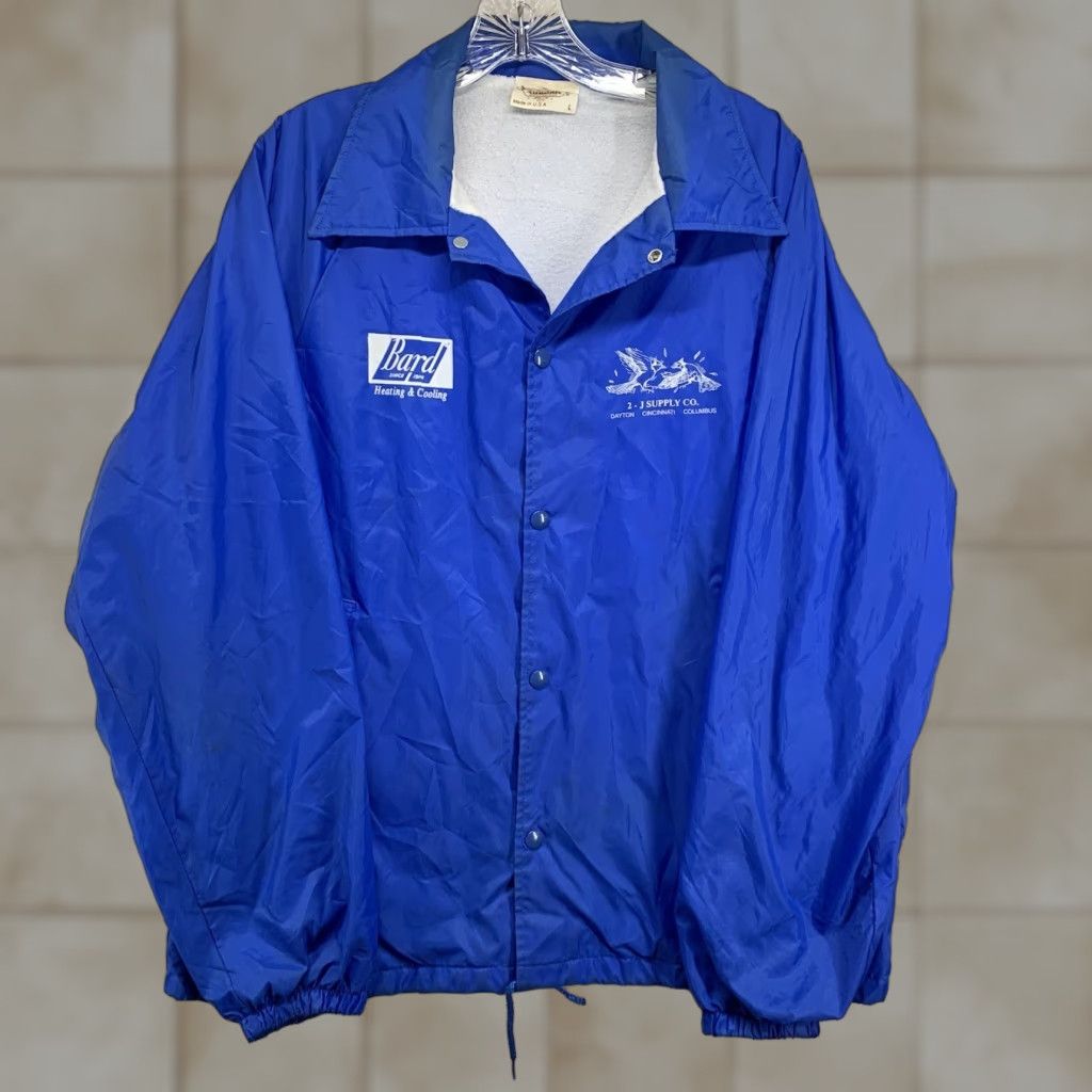 Vintage VINTAGE Auburn Sportswear Windbreaker Jacket Men's L Blue 80s Outdoor Work Pockets Logo Snap Regular Softshell Polyester Nylon Lining United States Size US L / EU 52-54 / 3 - 1 Thumbnail