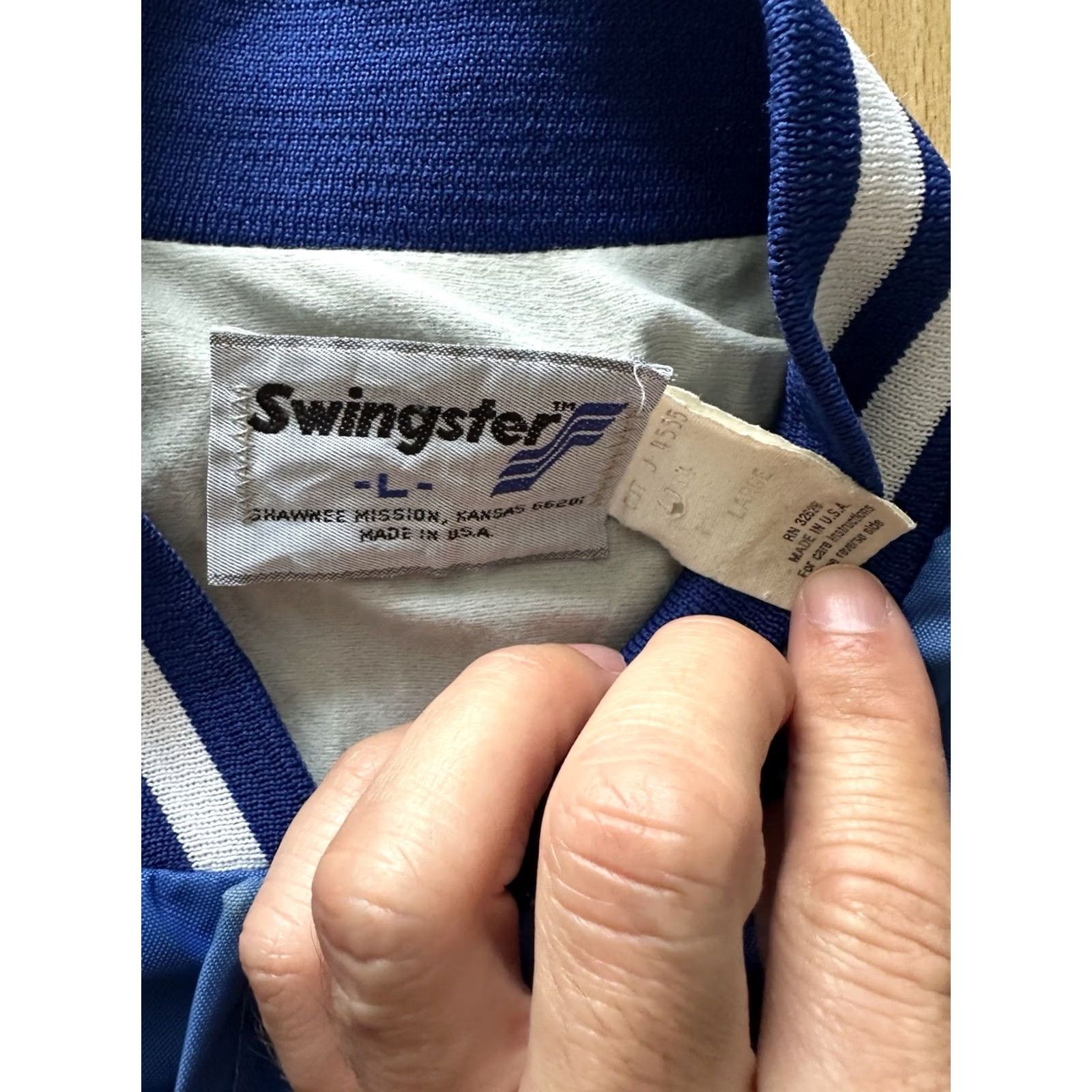 Vintage VINTAGE Swingster Jacket 80s Bomber Satan Satin Blue Mens L Packable All Seasons - 24.5" Chest 27" Length Size US L / EU 52-54 / 3 - 4 Thumbnail