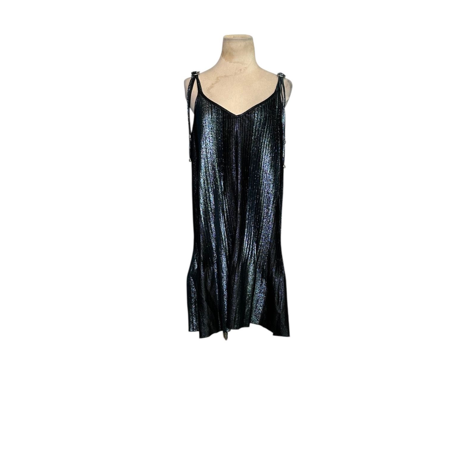 Adam Selman Adam Selman metallic pleated slip mini dress size Small Size S / US 4 / IT 40 - 10 Thumbnail