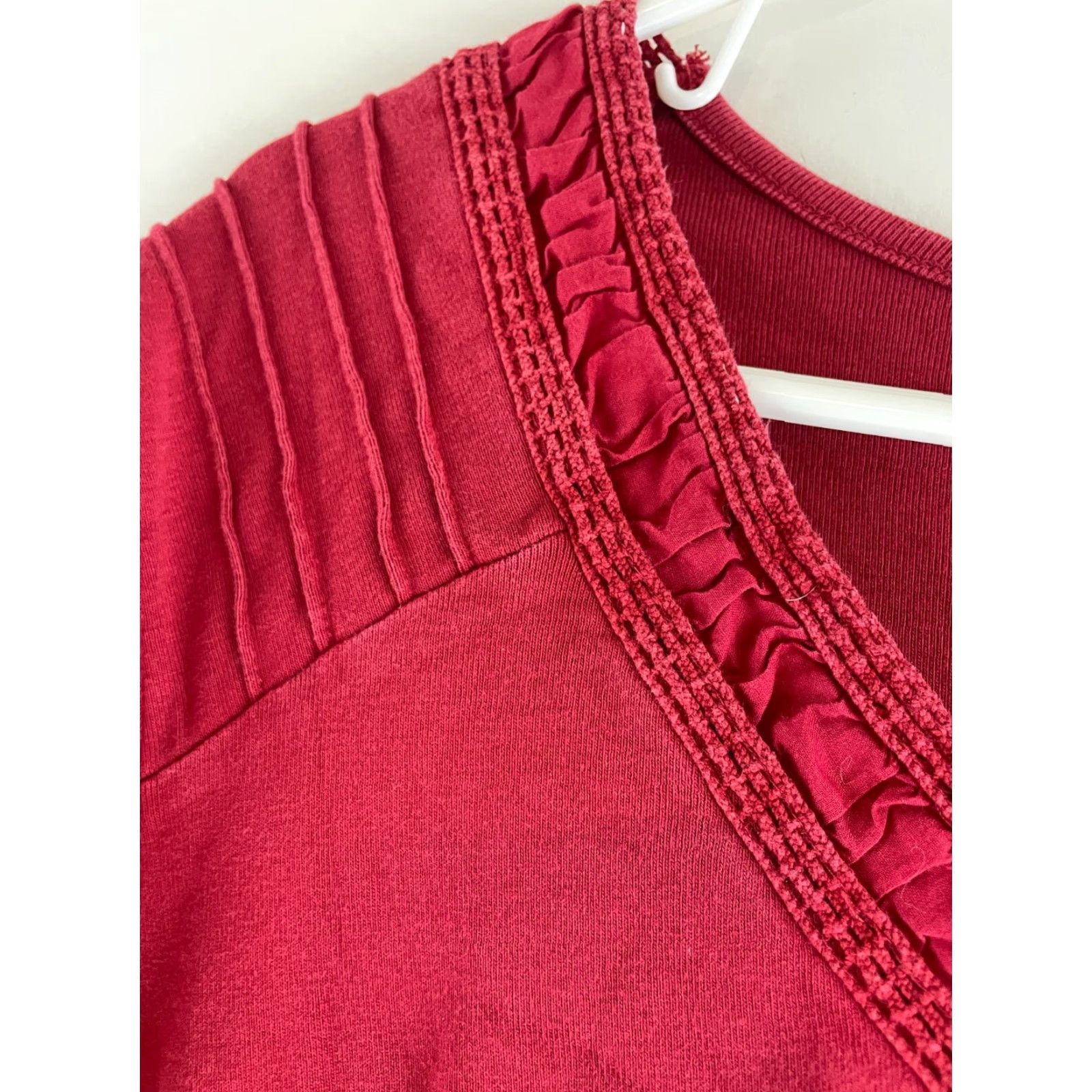 Faded Glory Faded Glory Blouse Women's Plus Size 2X Red V-neck Ruffled Tiered Neckline Tee Size XXL / US 16-18 / IT 52-54 - 5 Thumbnail