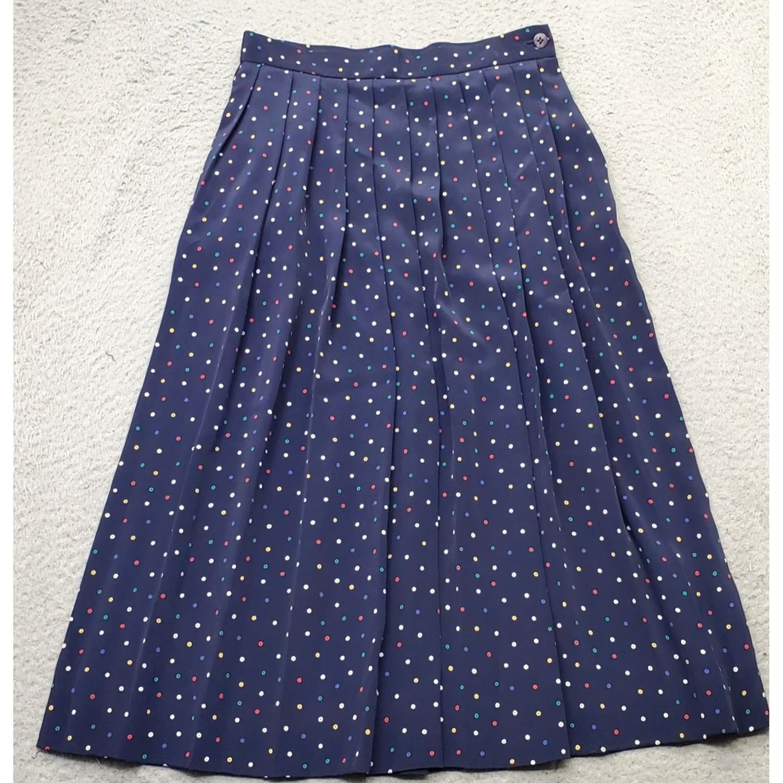 Talbots Talbots A-Line Skirt Womens Size 6 Multicolor Polka Dot Pleated Front Side Button Size 28" / US 6 / IT 42 - 2 Thumbnail