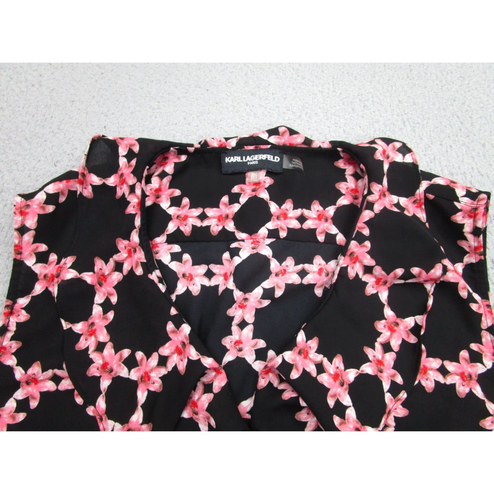 Karl Lagerfeld Karl Lagerfeld Paris Blouse XXL Black Floral Ruffle Sleeveless Peplum Womens Size XXL / US 16-18 / IT 52-54 - 3 Thumbnail