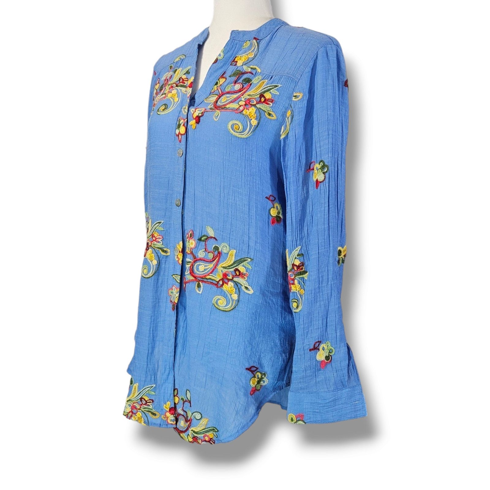 Other EUC Fig & Flower Embroidered Floral Blouse Sz. S Cornflower Size S / US 4 / IT 40 - 2 Thumbnail