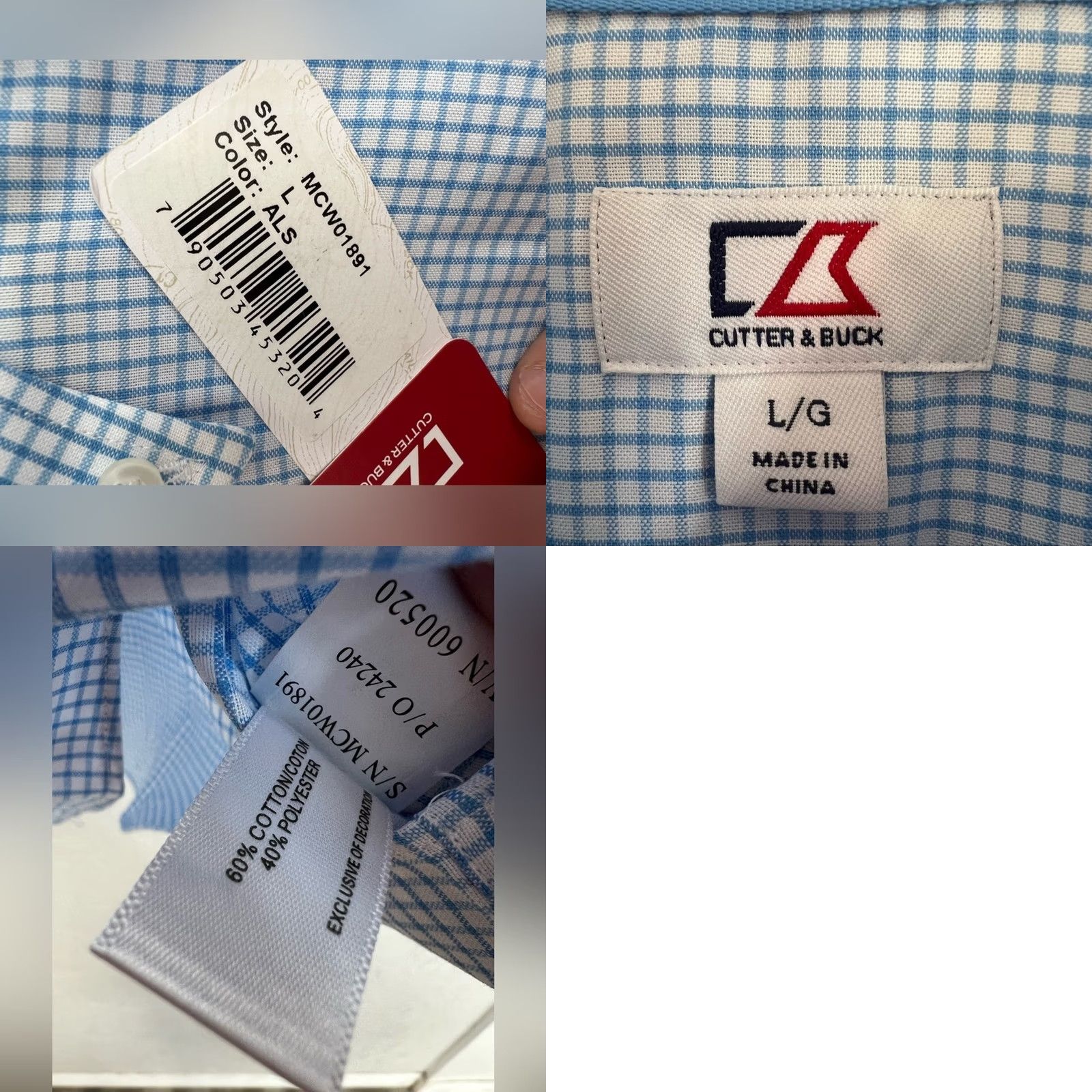Cutter & Buck Cutter & Buck Shirt Men L Large Tattersall Blue NWT Sothebys Easy Care Long Sleeve Size US L / EU 52-54 / 3 - 8 Thumbnail