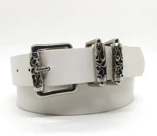 Japanese Brand Y2K 2000s Silver Cross Hip Hop Skater Black Roller Belt Size ONE SIZE - 2 Thumbnail