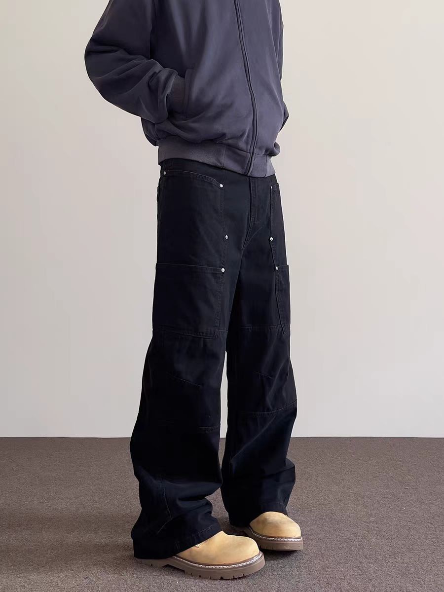 Jean Black Riveted Wide-Leg Jeans Size US 30 / EU 46 - 1 Thumbnail