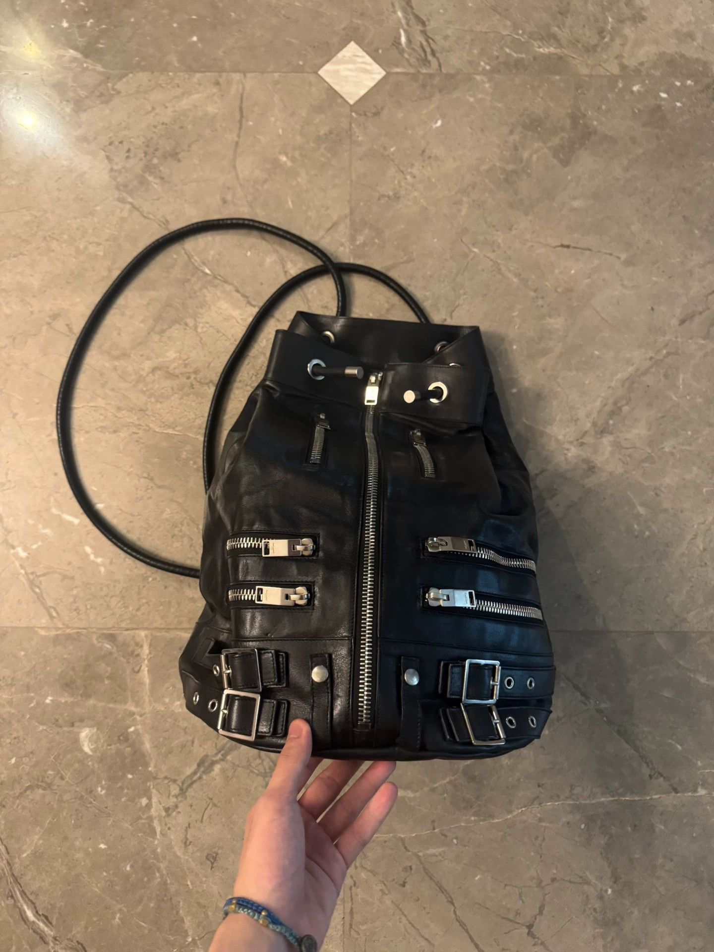Saint Laurent Paris SLP 14fw Cowhide Multi-Zip Large Bucket Backpack Size ONE SIZE - 2 Thumbnail