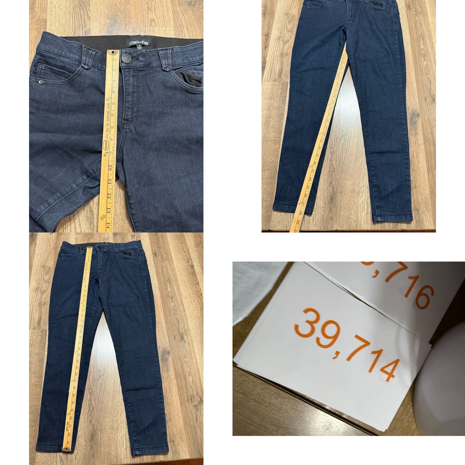 Vintage Mac and Me Jeans Women's 12 Black Denim Skinny Dark Wash Pockets 5-Pocket Inseam 28 Size 34" / US 12 / IT 48 - 8 Thumbnail