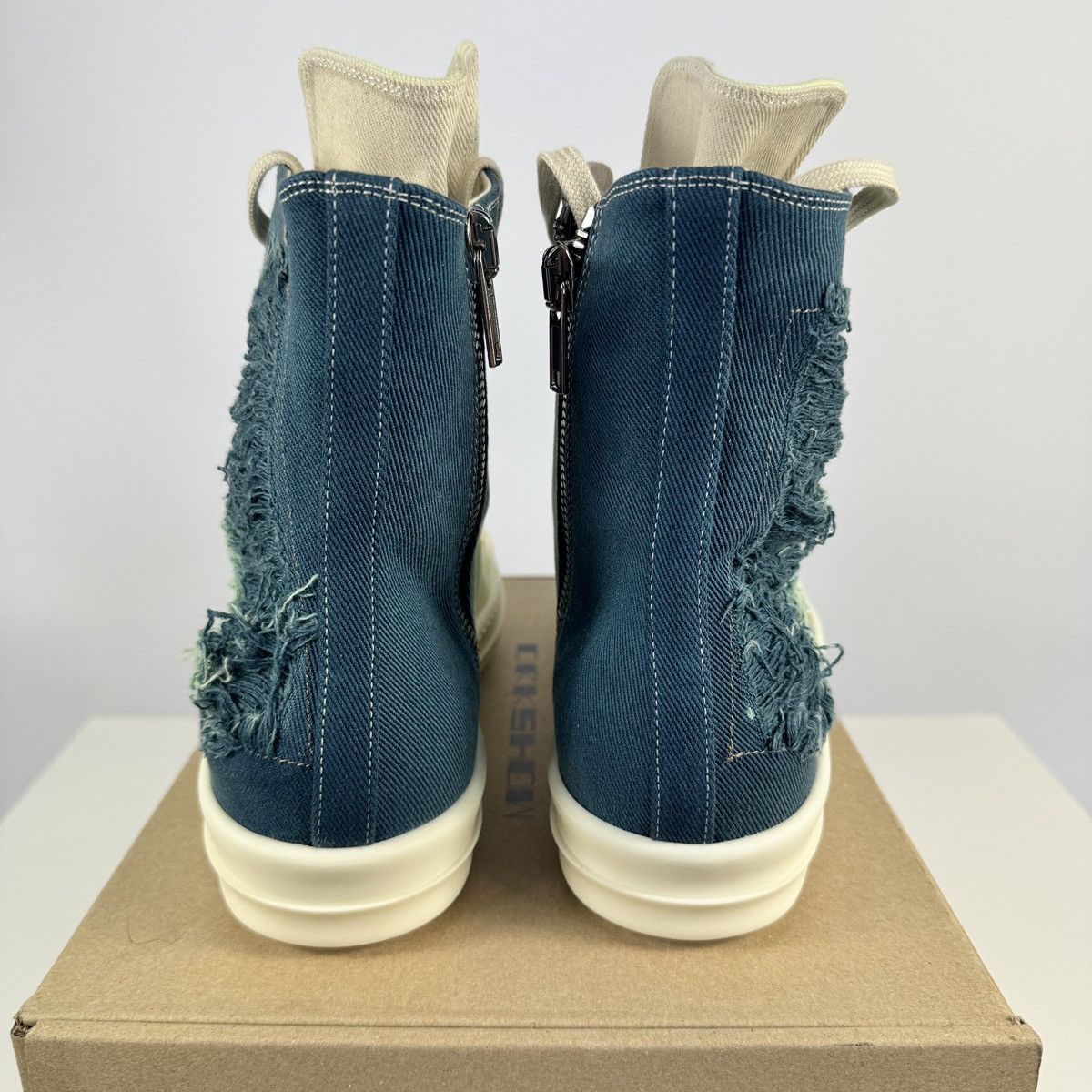 Rick Owens Drkshdw DISTRESSED DEGRADE HIGH TOP SNEAKERS Size US 12 / EU 45 - 3 Thumbnail