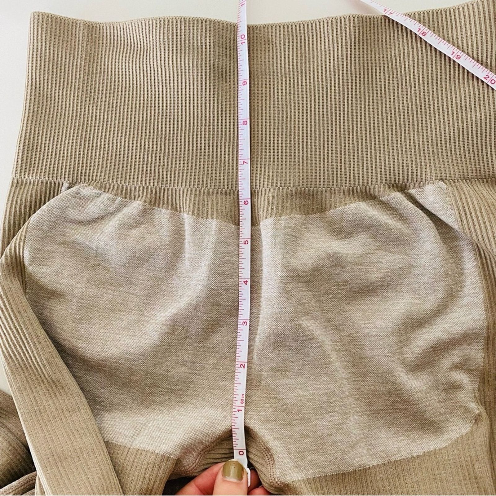 Nine One Seven NEW Tan Cream Beige Colorblock Stripe Ribbed Knit Leggings Size 30" / US 8 / IT 44 - 7 Thumbnail
