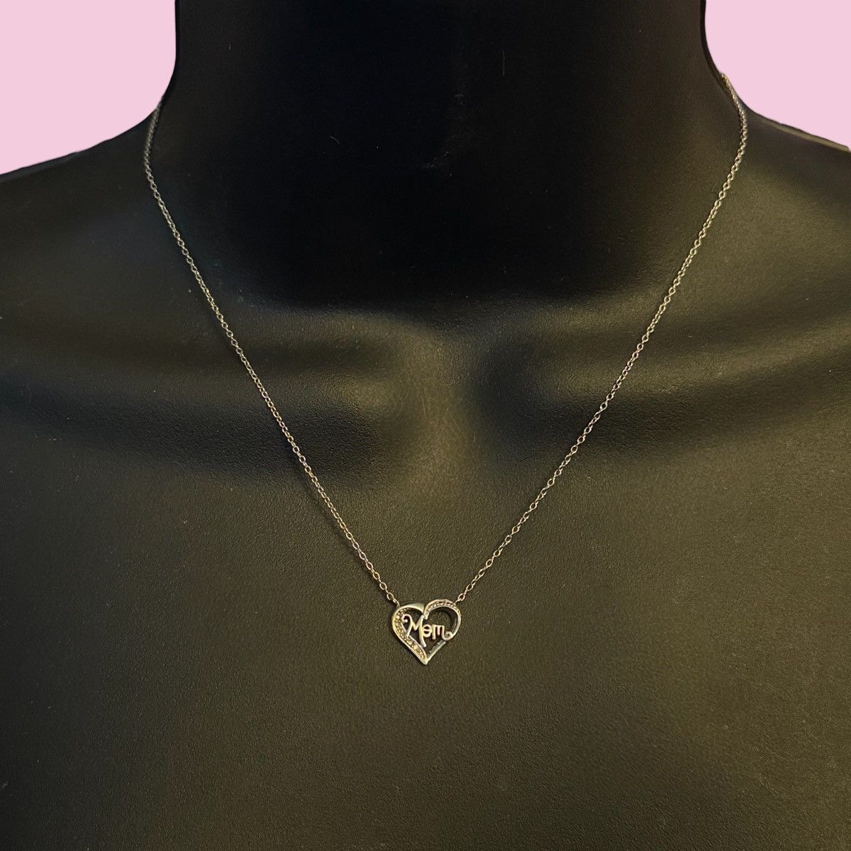 Vintage 925 Silver dainty open heart Mom necklace Size ONE SIZE - 1 Thumbnail