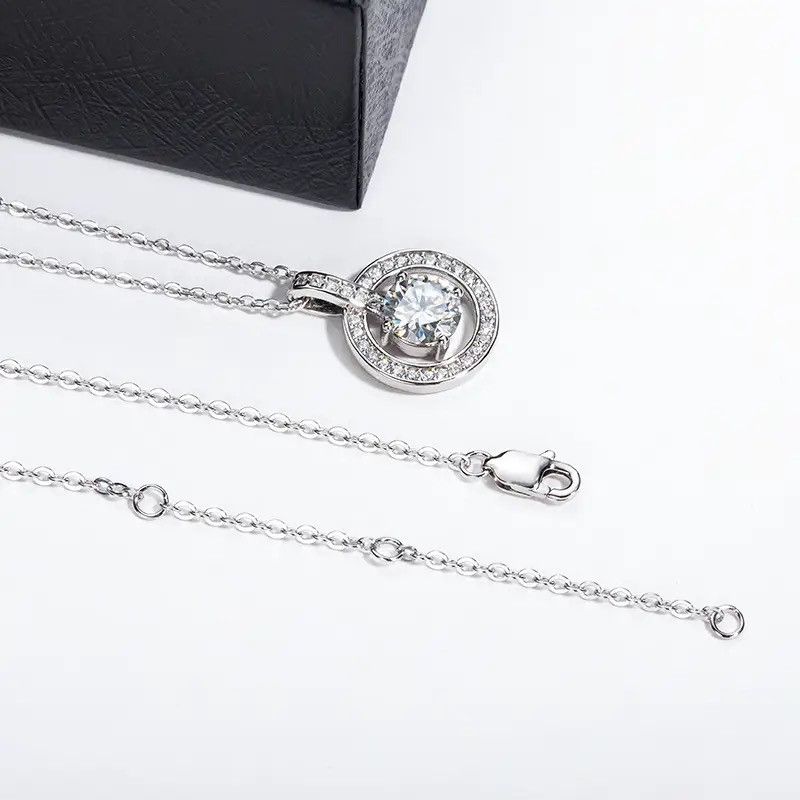 Jewelry S925 Silver 1 Carat Moissanite Beating Heart Round Pendant Size ONE SIZE - 5 Thumbnail