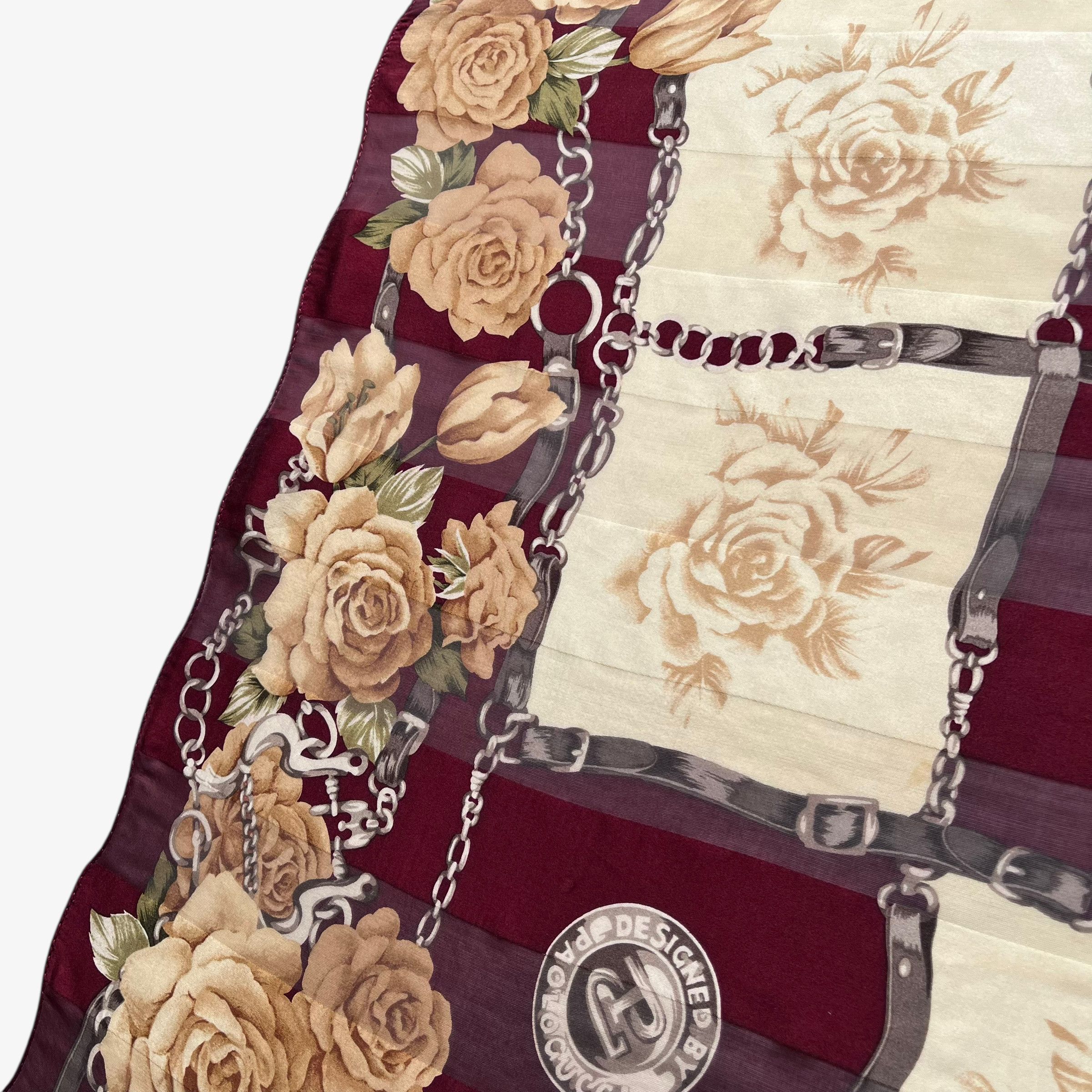 Paolo Gucci Vintage 80s Paolo Gucci Equestrian & Floral Print Silk Scarf Size ONE SIZE - 3 Thumbnail