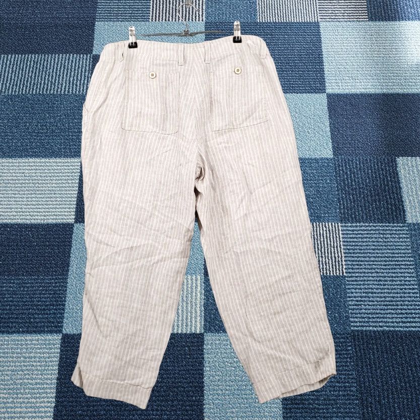 Tommy Bahama Tommy Bahama Pants Women Beige Capri Striped Flat Front Linen Mid Rise Pocket Size 28" / US 6 / IT 42 - 1 Thumbnail