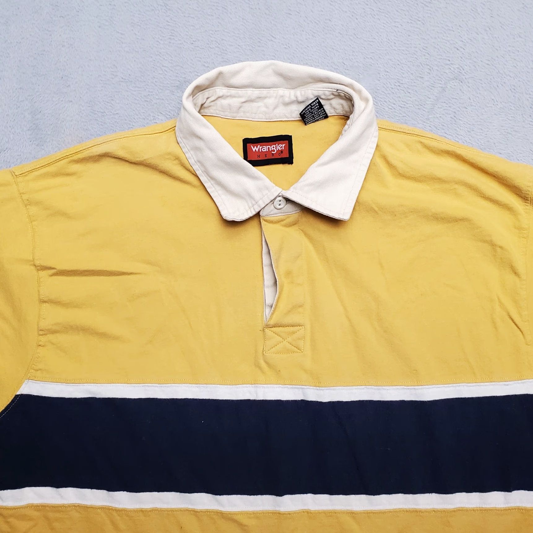 Wrangler VINTAGE Wrangler Shirt Mens L Yellow Rugby Style Polo Cotton Casual Western Size US L / EU 52-54 / 3 - 2 Thumbnail