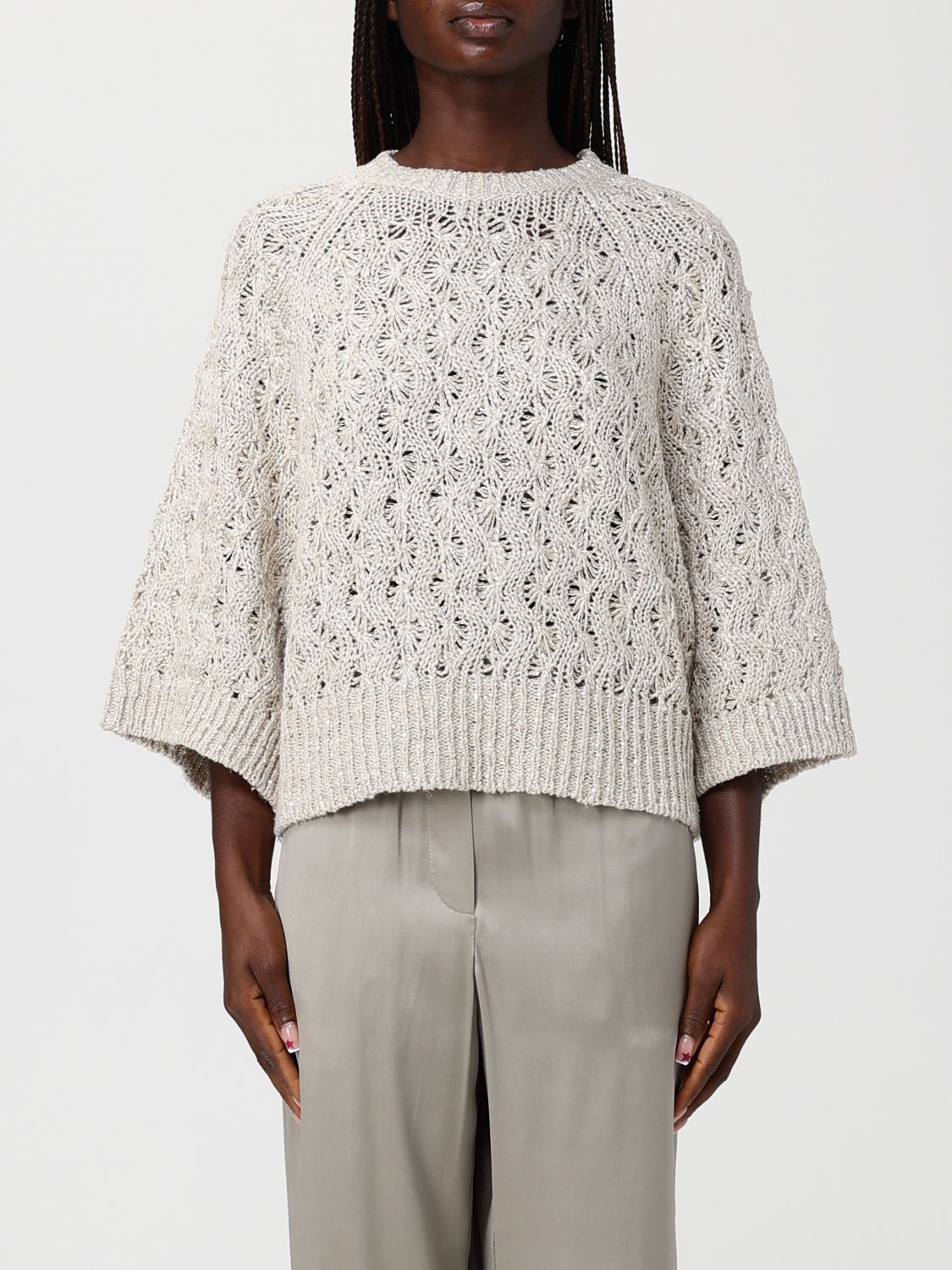 Brunello Cucinelli Brunello Cucinelli Sweater Woman Beige Size L / US 10 / IT 46 - 1 Thumbnail