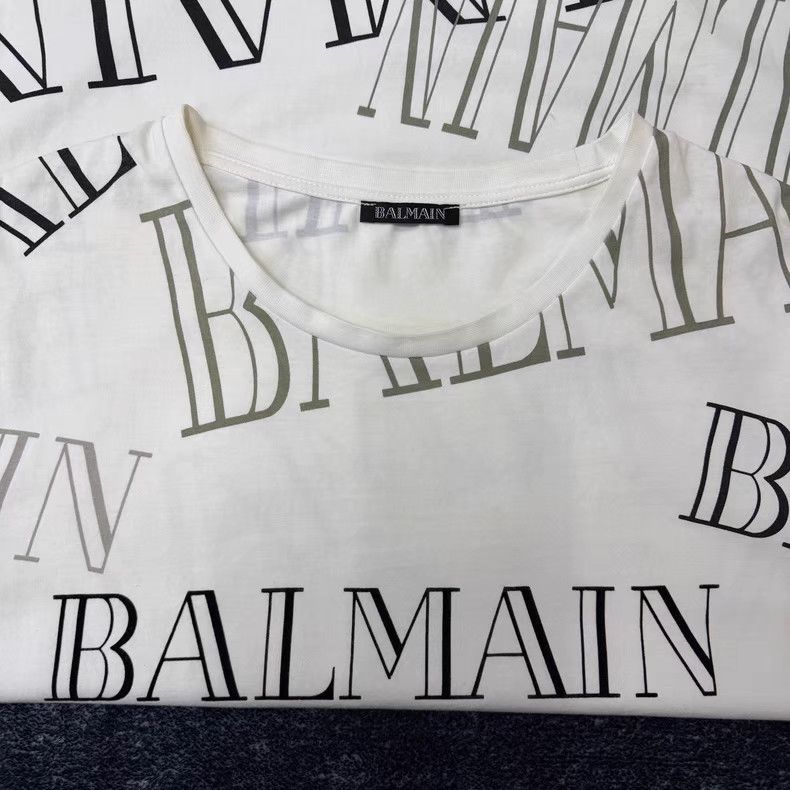 Balmain BALMAIN All-Over Print White Short Sleeve T-shirt Q10 Size US L / EU 52-54 / 3 - 3 Thumbnail