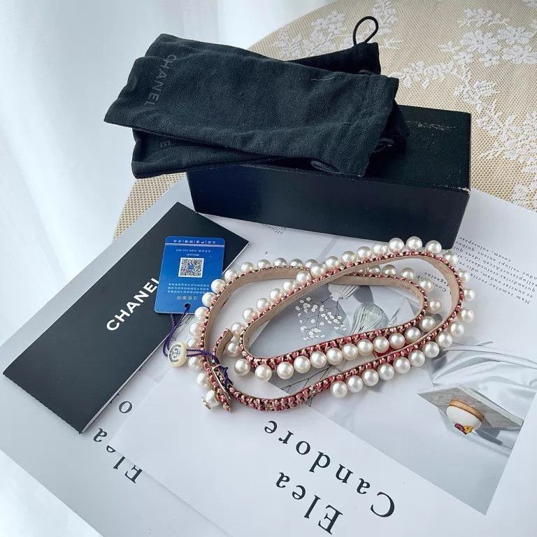 Chanel Chanel tweed pearl-embellished belt Size ONE SIZE - 3 Thumbnail