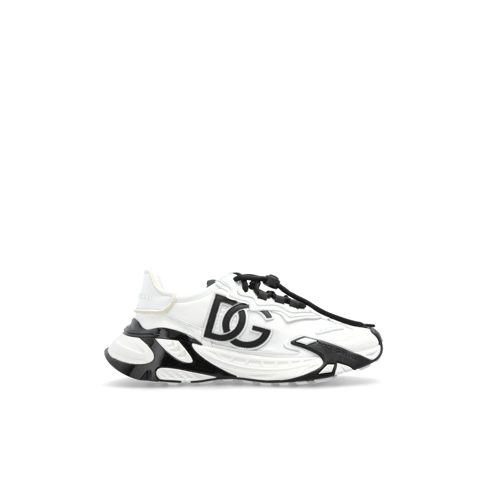 DOLCE&GABBANA Contrast White Black Leather Sports Sneakers N
