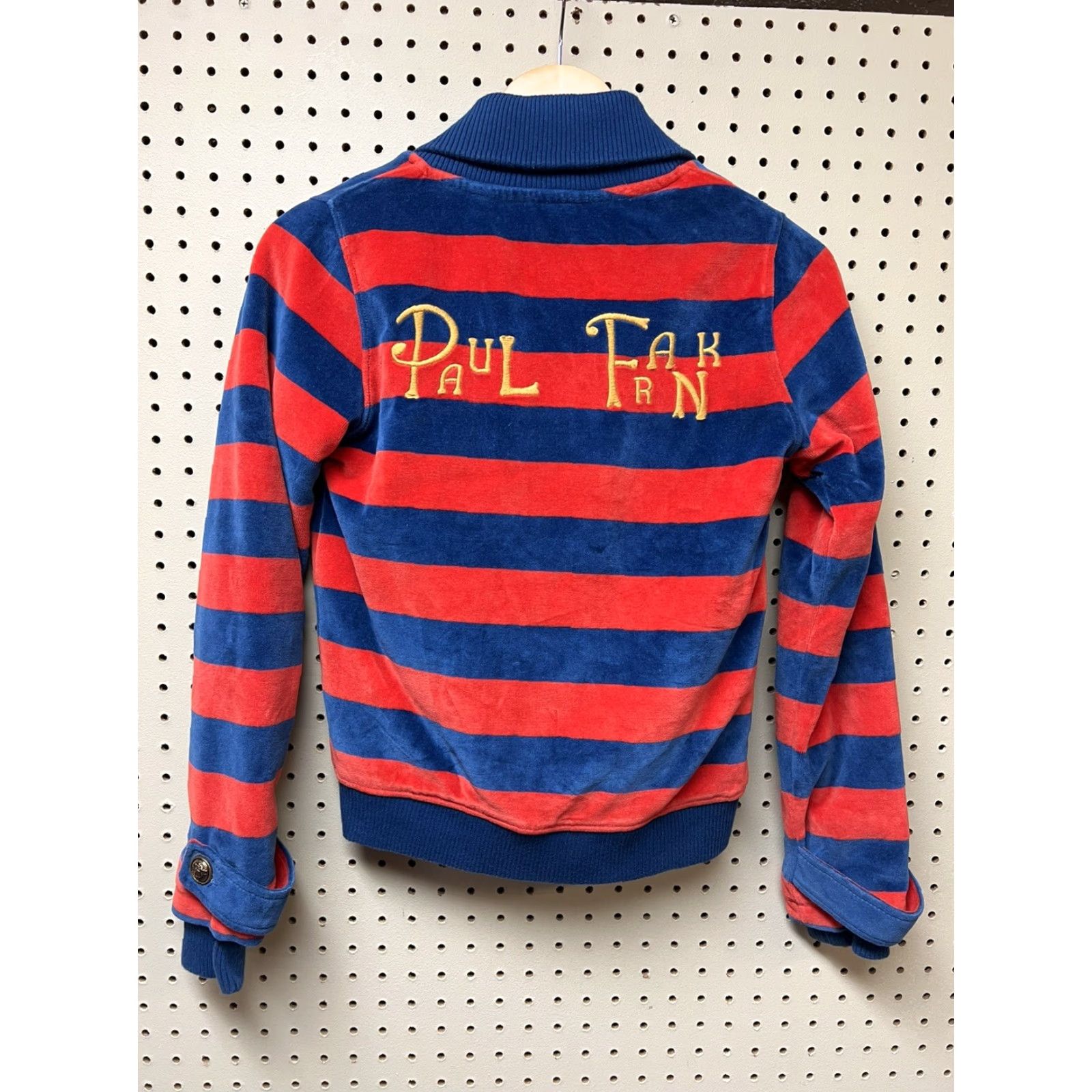 Paul Frank Paul Frank Women Striped Velvet Button Jacket S Multicolor Pea Coat - Missing Button Size S / US 4 / IT 40 - 2 Thumbnail