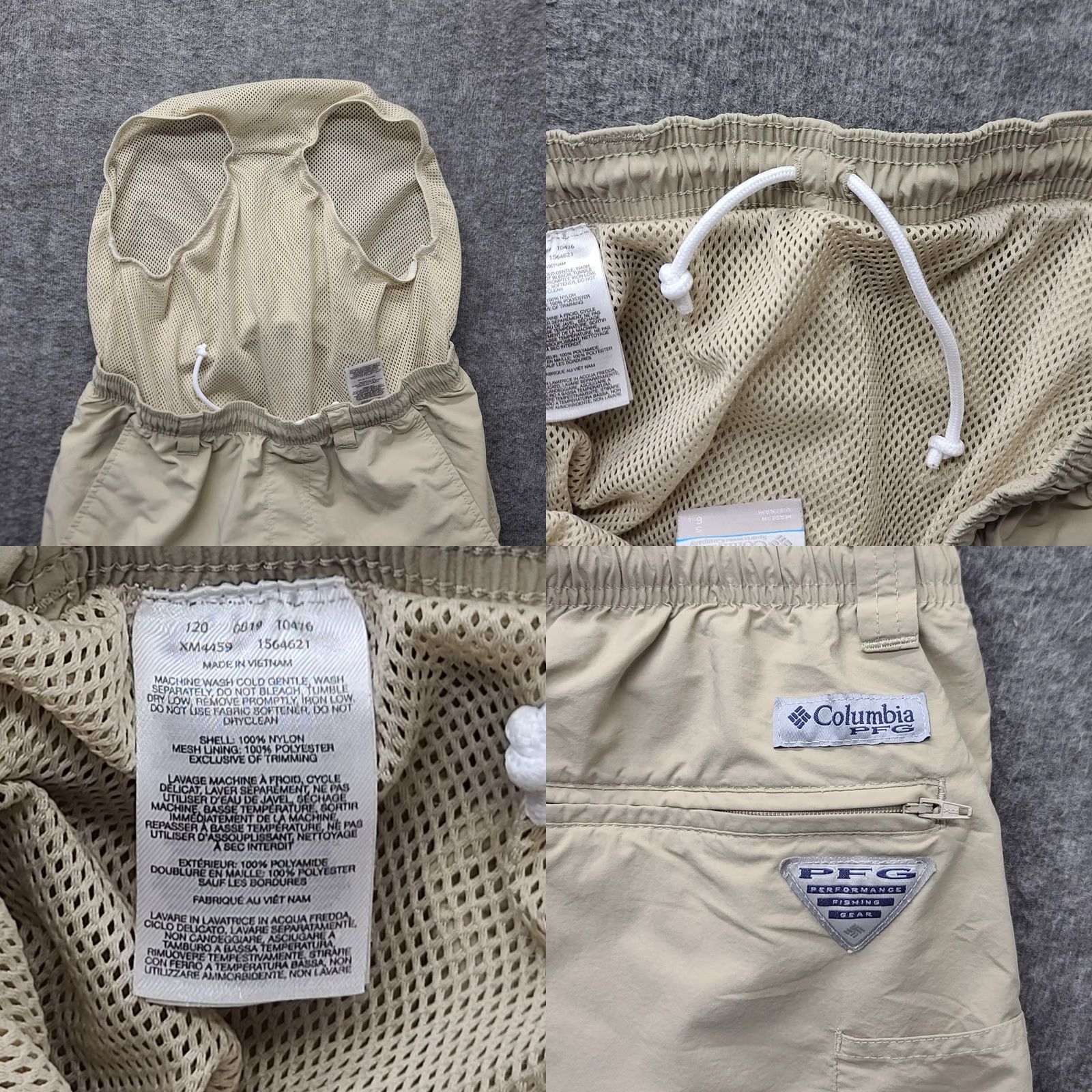 Vintage Columbia PFG Shorts Womens S Regular Beige Nylon Microfiber Cargo Front Zipper Logo Pocket Outdoors 6in Inseam Fall Spring Summer Fish Hiking Walking Size 28" / US 6 / IT 42 - 8 Thumbnail