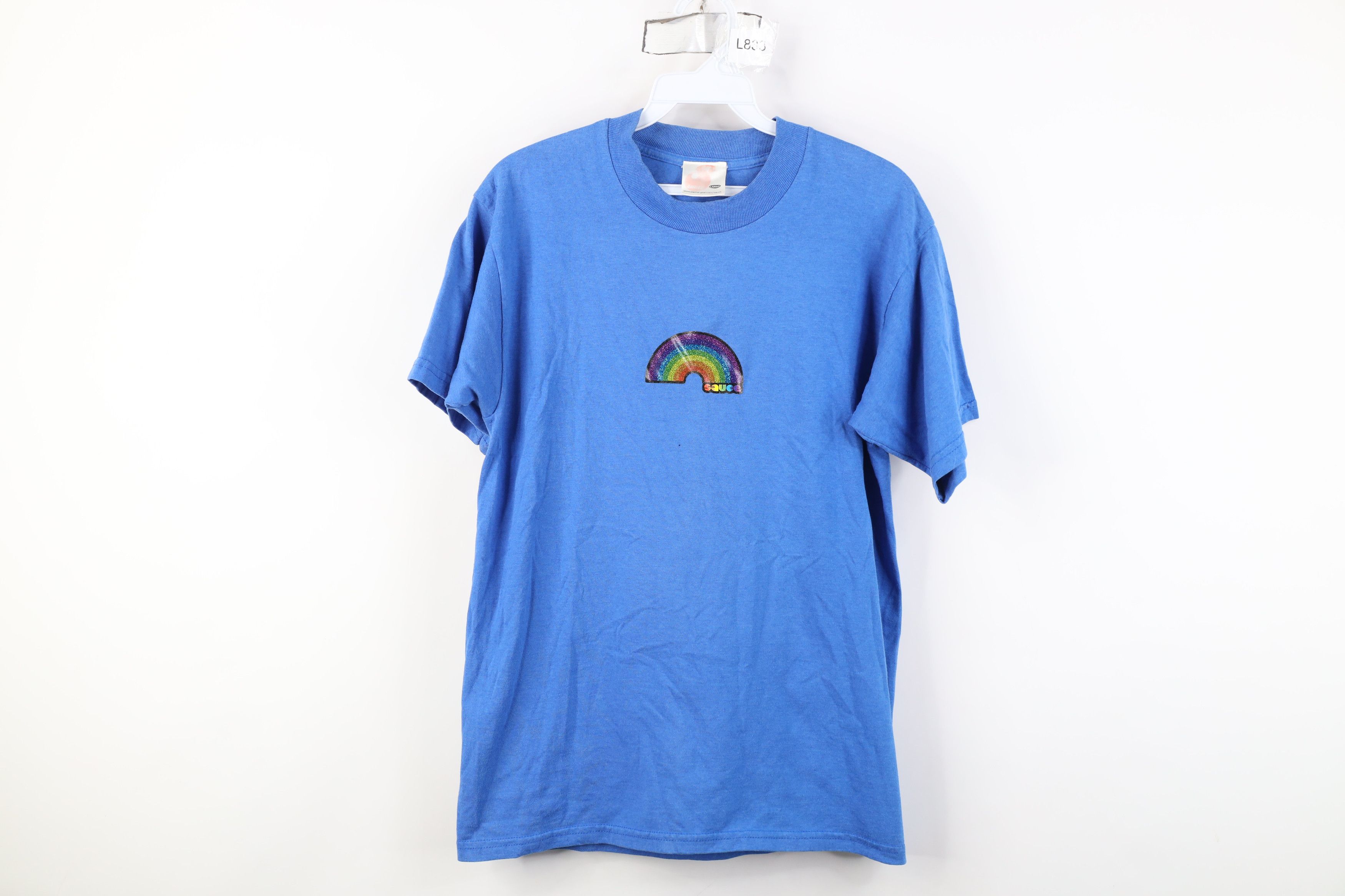Vintage Vintage 90s Y2K Sauce Skateboards Spell Rainbow T-Shirt USA Size L / US 10 / IT 46 - 1 Thumbnail