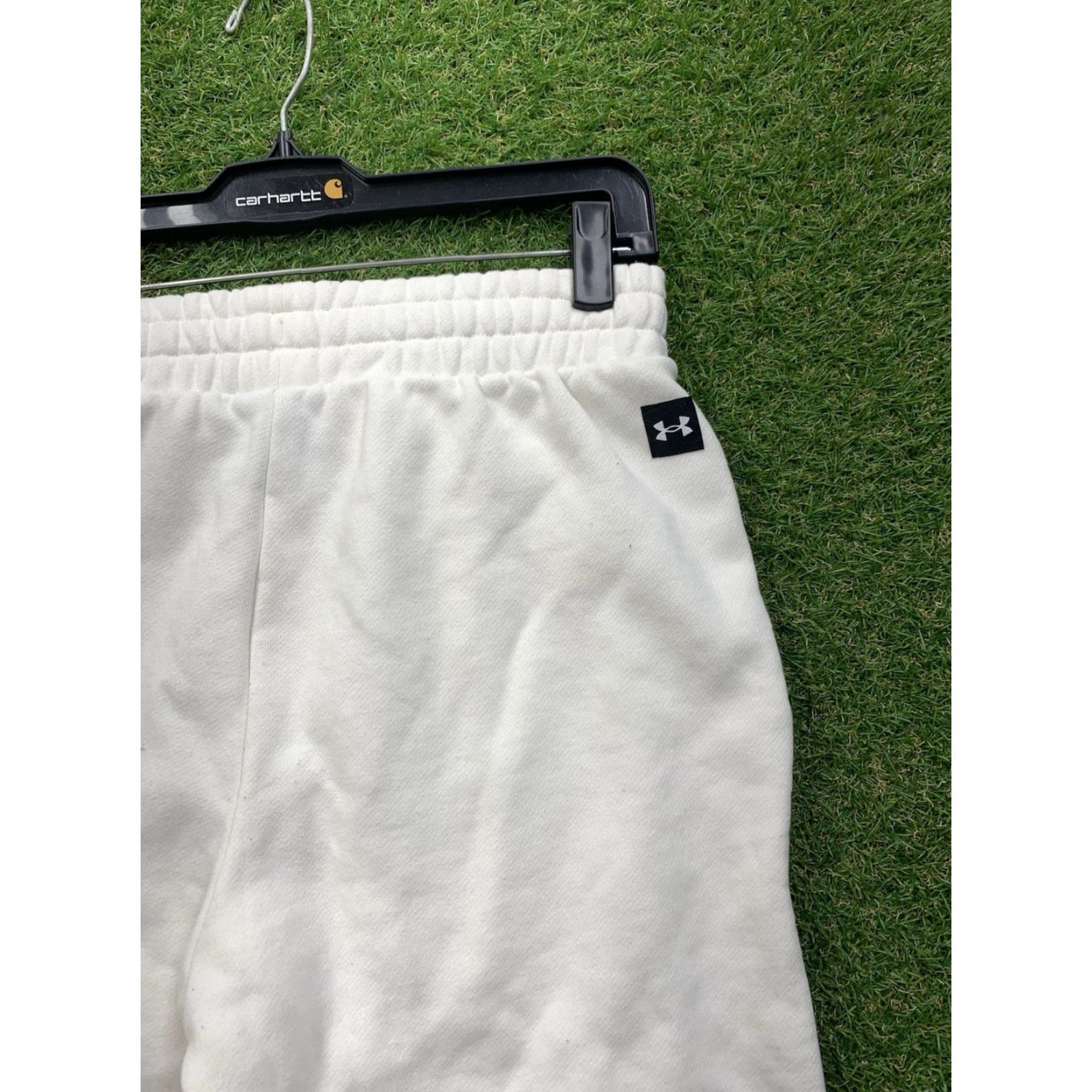 Under Armour Under Armour Project Rock Sweatpants Mens Small Stretch White Terry Gym Tapered Size US 29 - 3 Thumbnail