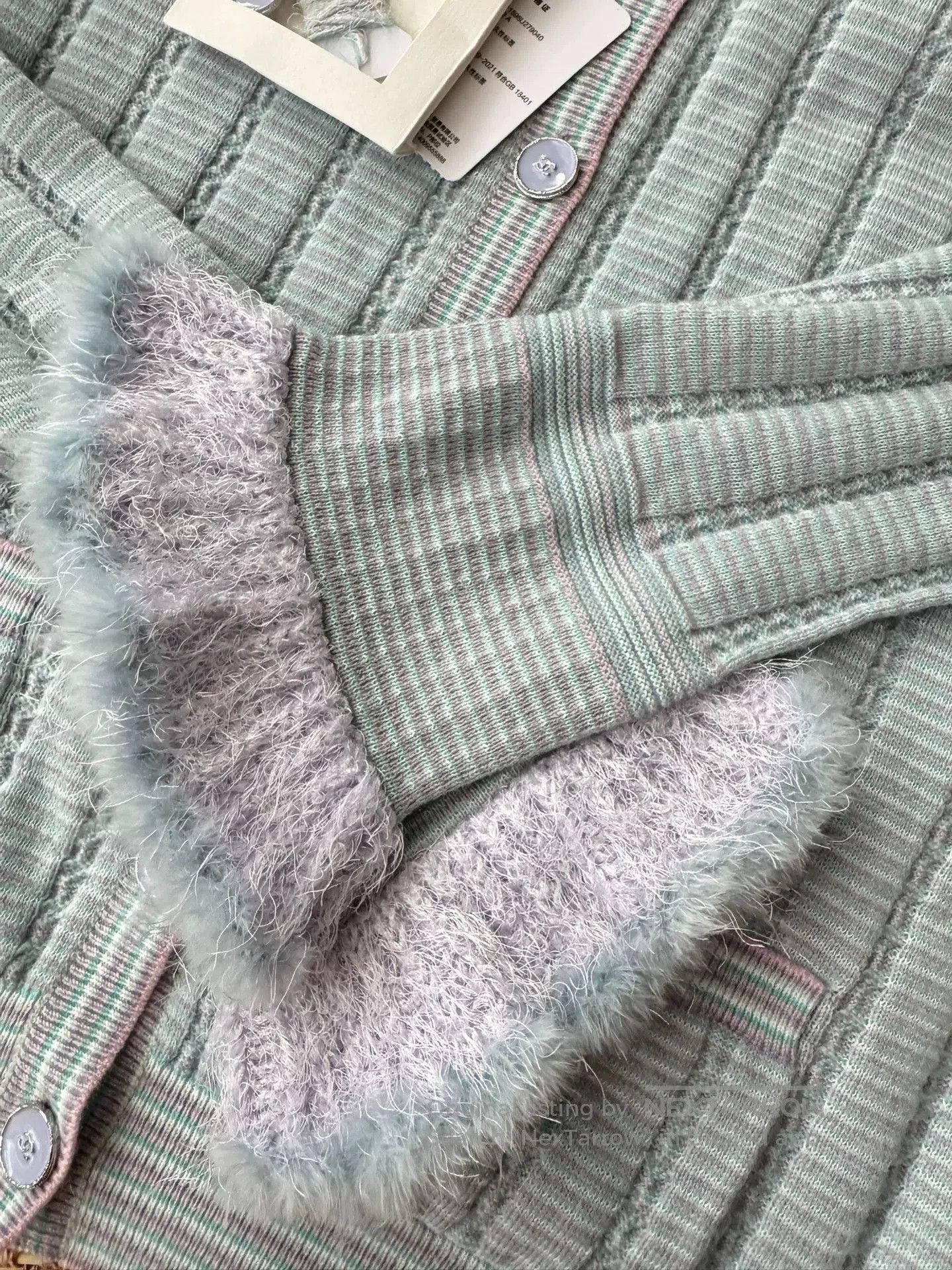 Chanel Chanel Blue Fuzzy Sleeve Knit Cardigan. Size US S / EU 44-46 / 1 - 5 Thumbnail