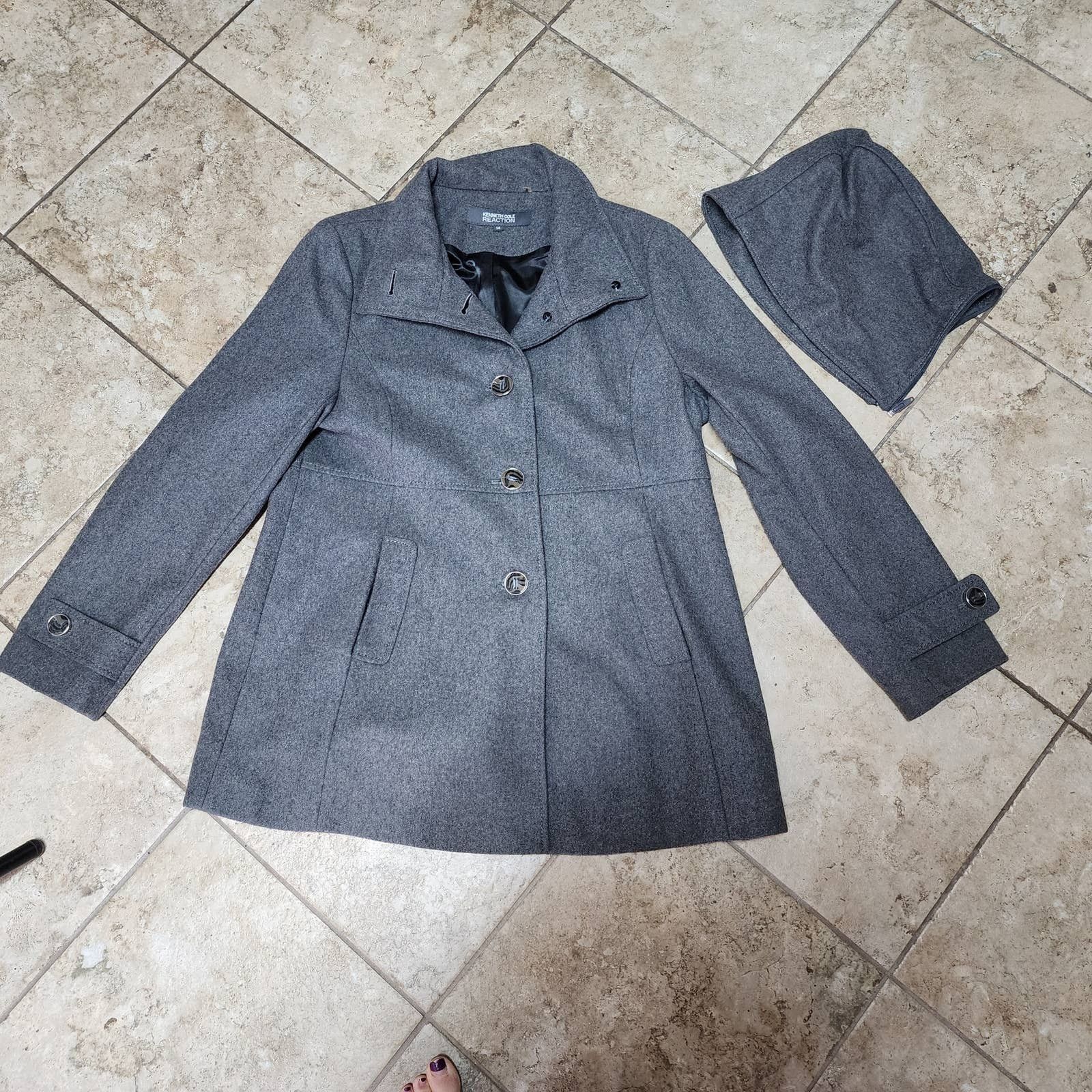 Kenneth Cole Womens Kenneth Cole Reaction Wool Coat sz14 Removable Hood Size XL / US 12-14 / IT 48-50 - 10 Thumbnail