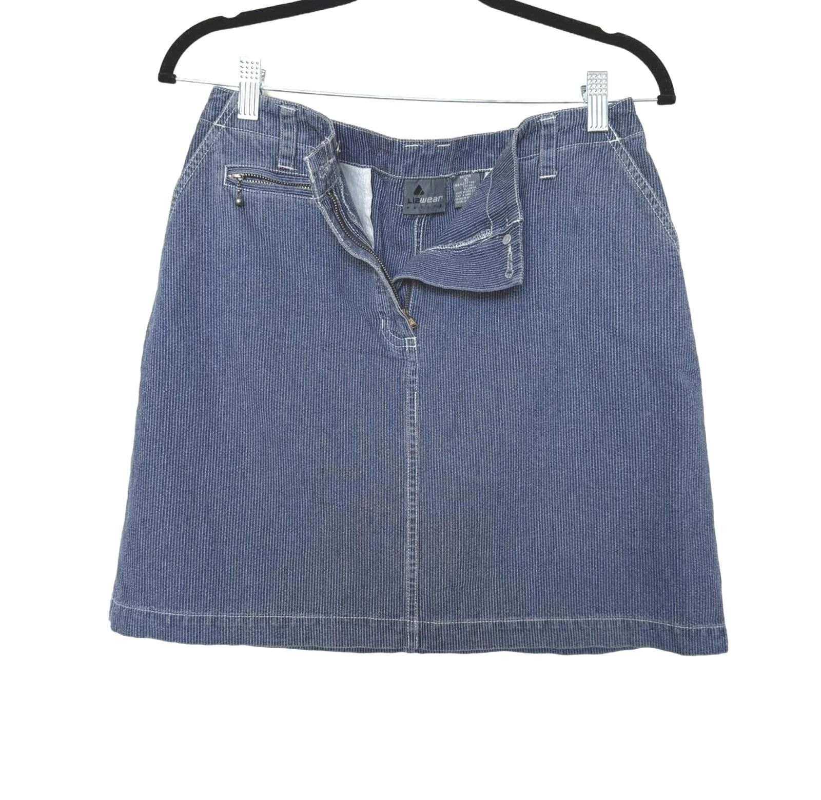 Designer Vintage 90s LizWear Pin Stripe Denim Jean Skirt Size 32" / US 10 / IT 46 - 1 Thumbnail