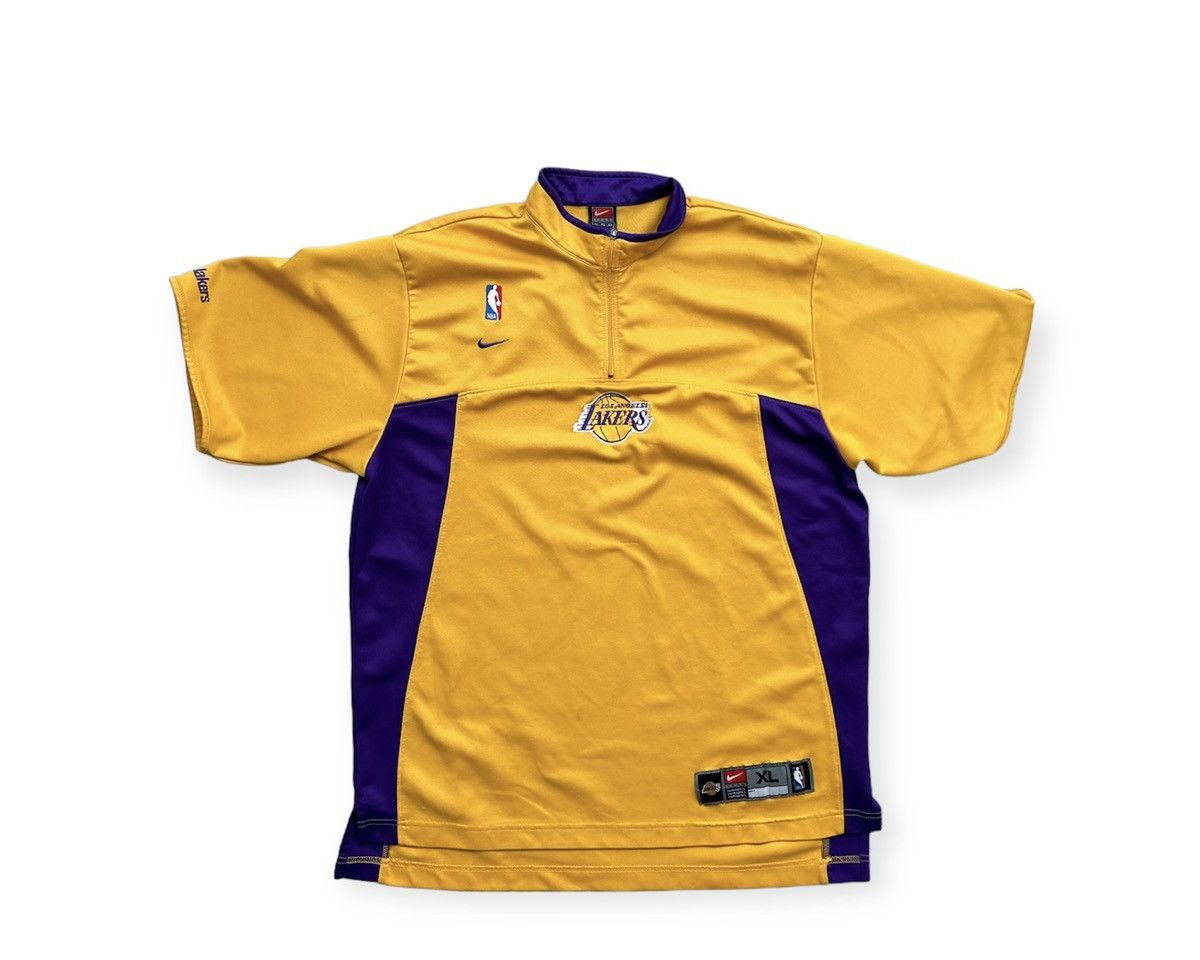 image of L A Lakers x Nike Vintage Y2K Nike Los Angeles Lakers Warm Up Shirt in Yellow, Men's (Size XL)