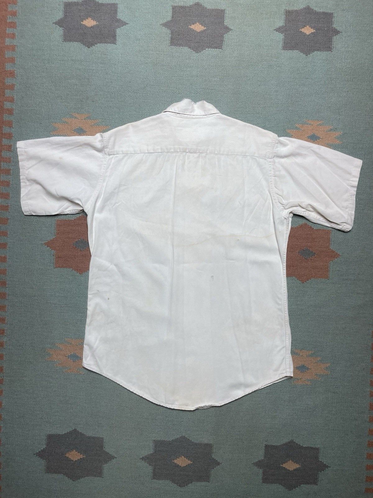 Vintage 1950s 60s work shirt Volkswagen patch white twill medium Size US M / EU 48-50 / 2 - 8 Thumbnail