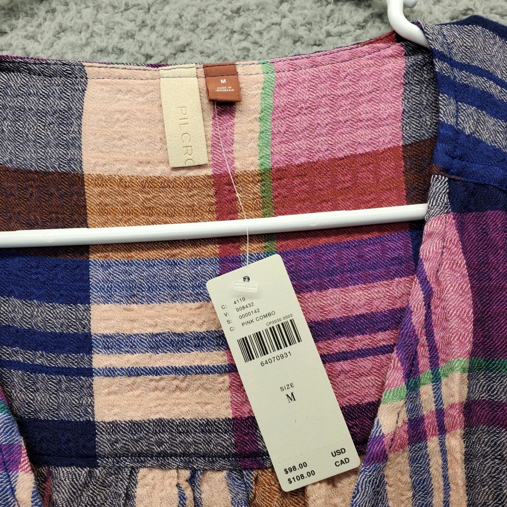 Vintage Pilcro Anthropologie Womens M Multi Plaid Tie Waist V Neck Button Front - Sale Size M / US 6-8 / IT 42-44 - 4 Thumbnail