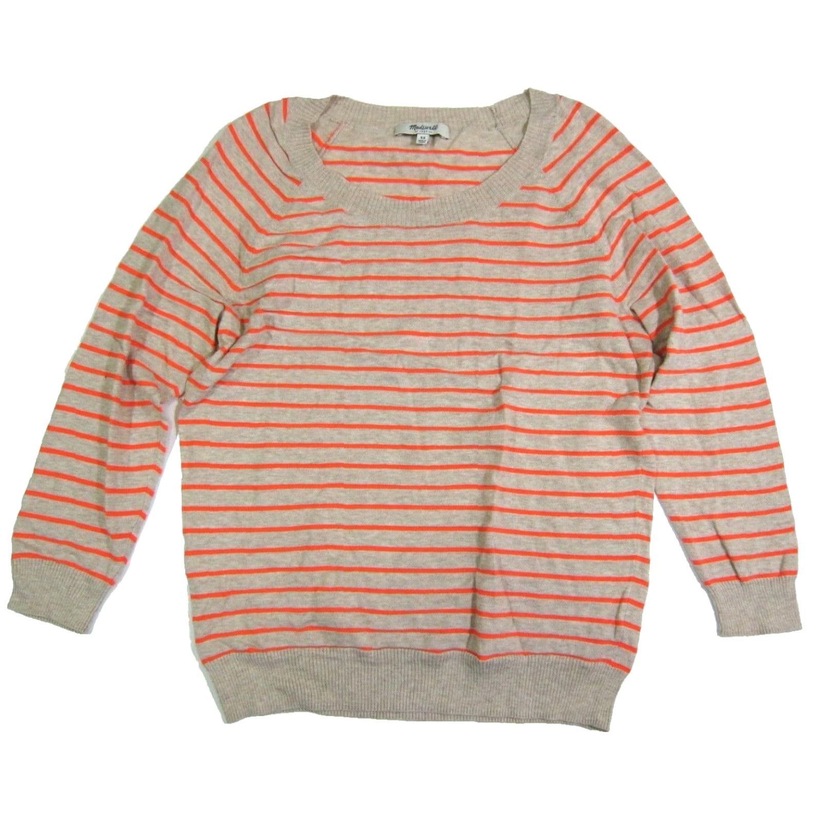 Madewell Madewell Neon Orange Brown Stripe 3/4 Sleeve Lightweight Sweater Women XS Size XS / US 0-2 / IT 36-38 - 2 Thumbnail