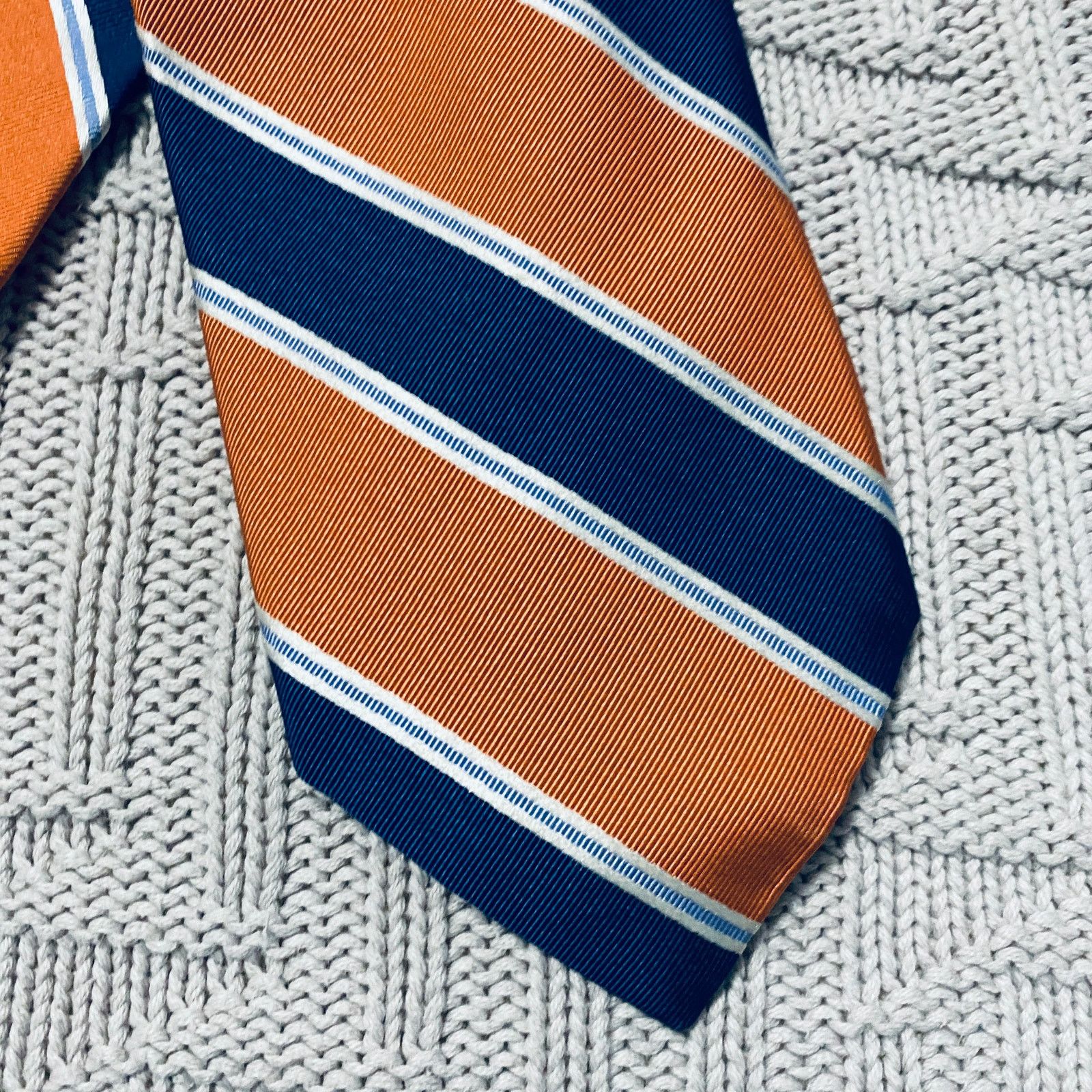 Altea Altea orange and navy striped silk tie Size ONE SIZE - 2 Thumbnail