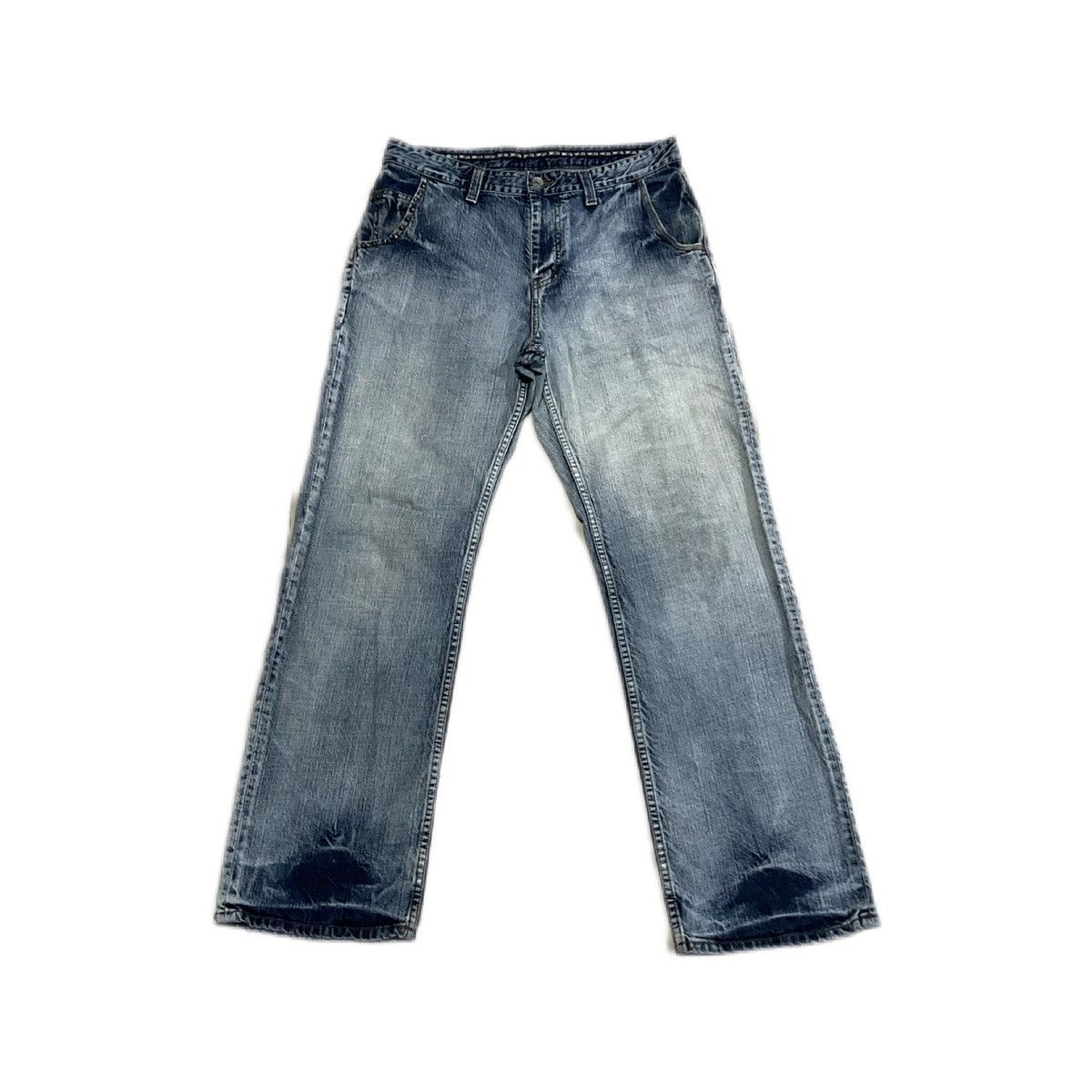 Japanese Brand 🔥Sick Y2K JPEGG Stud Denim Faded LGB Size US 33 - 1 Thumbnail