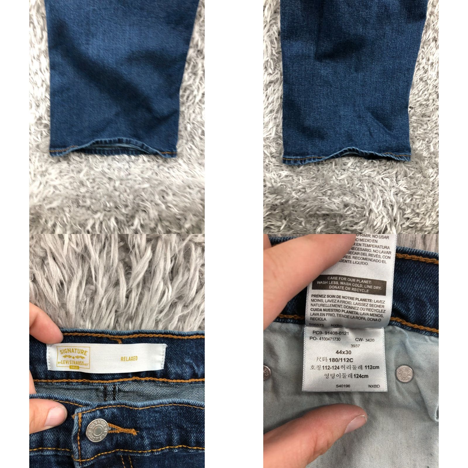 Levi's Levi's Signature Relaxed Straight Jeans Mens Size 44x30 Blue Dark Wash Denim 5-Pocket Belt Loops Regular Fit Mid Rise Classic Modern Vintage: No Size US 44 / EU 60 - 8 Thumbnail