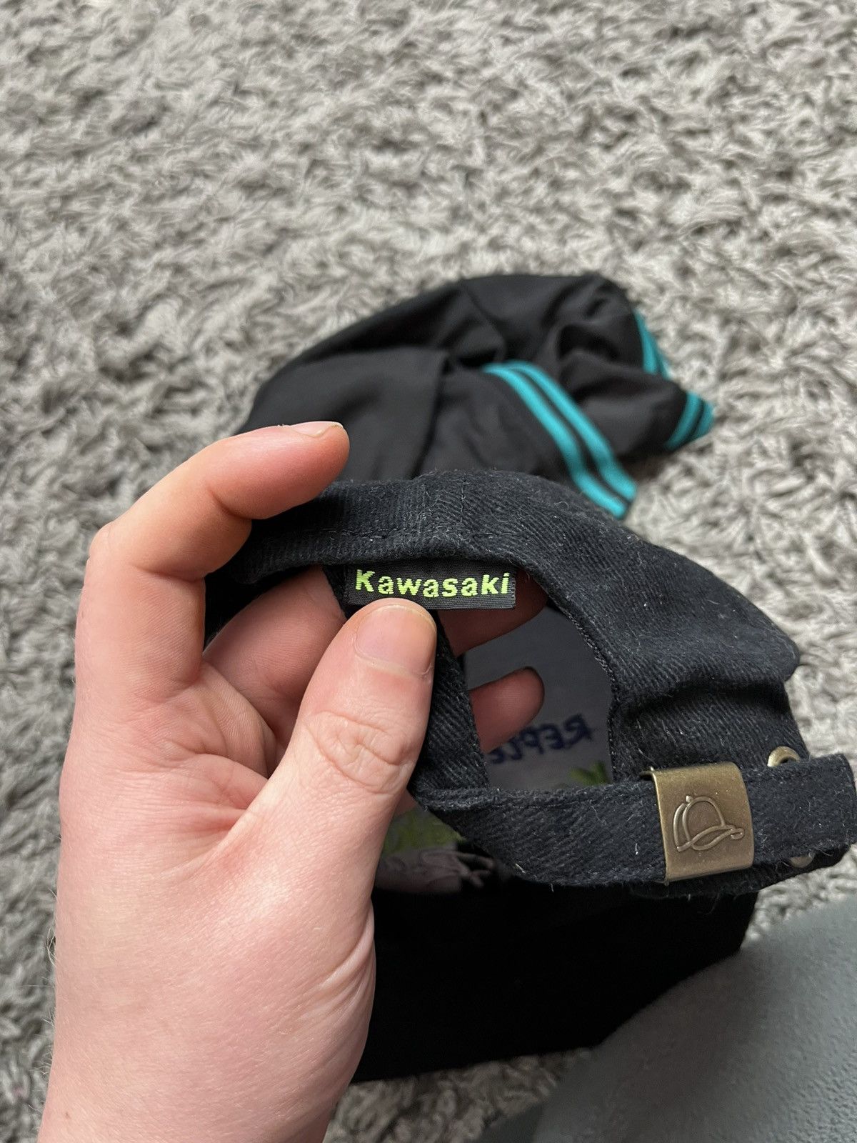 Vintage RARE 90s Kawasaki Racing Embroidered Cap / British Made Size ONE SIZE - 5 Thumbnail