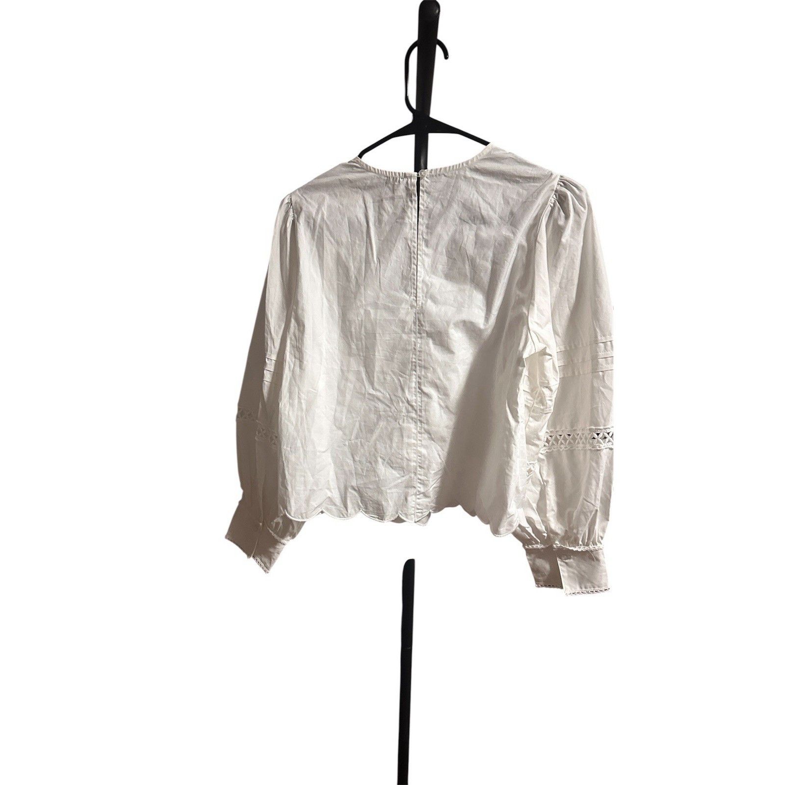 French Connection French Connection White Long Sleeve Top With Lace Design Size S / US 4 / IT 40 - 3 Thumbnail