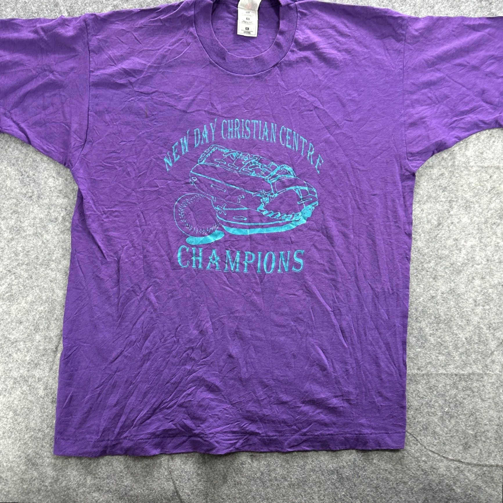 Fruit Of The Loom VINTAGE New Day Christian Centre Shirt Mens XL Purple T-Shirt Sports Graphic 2000s Mens Capabilities: None Size US XL / EU 56 / 4 - 3 Thumbnail