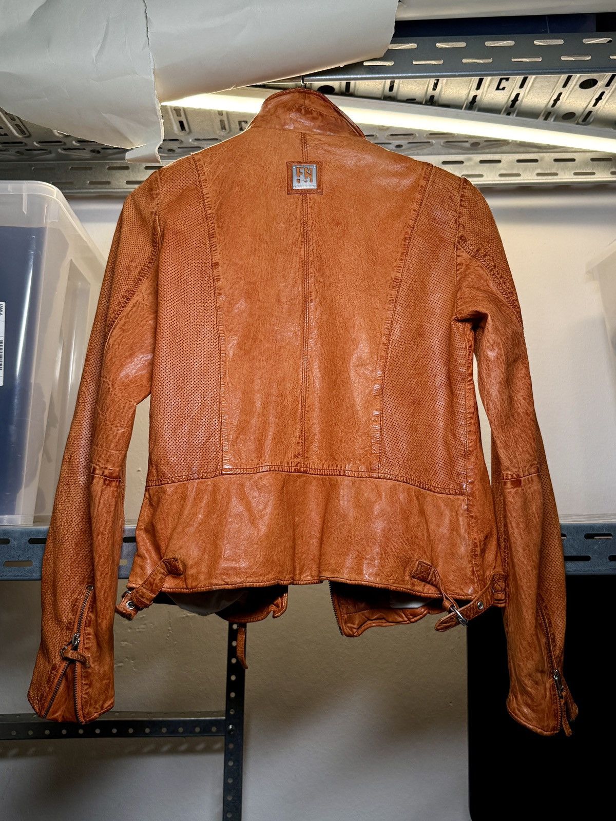 Other Freaky Nation Washed Leather Biker Jacket Size M / US 6-8 / IT 42-44 - 2 Thumbnail