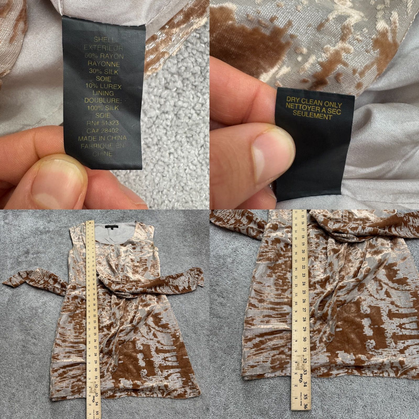 Vintage VINTAGE Cynthia Steffe Silk Blend Burnout Velvet Metallic Draped Mini Dress Womens 0 Size XS / US 0-2 / IT 36-38 - 8 Thumbnail