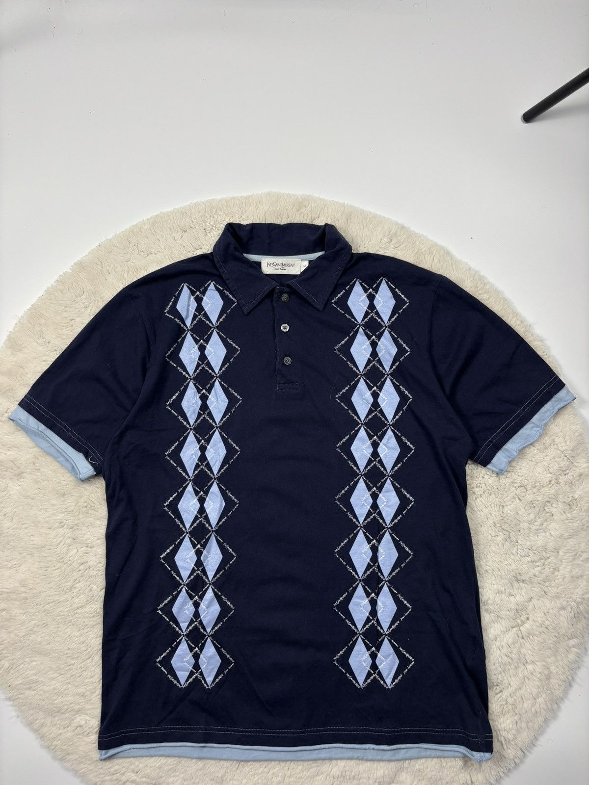 Yves Saint Laurent Yves Saint Laurent Vintage Monogram Polo Shirt YSL Rare Size US M / EU 48-50 / 2 - 1 Thumbnail
