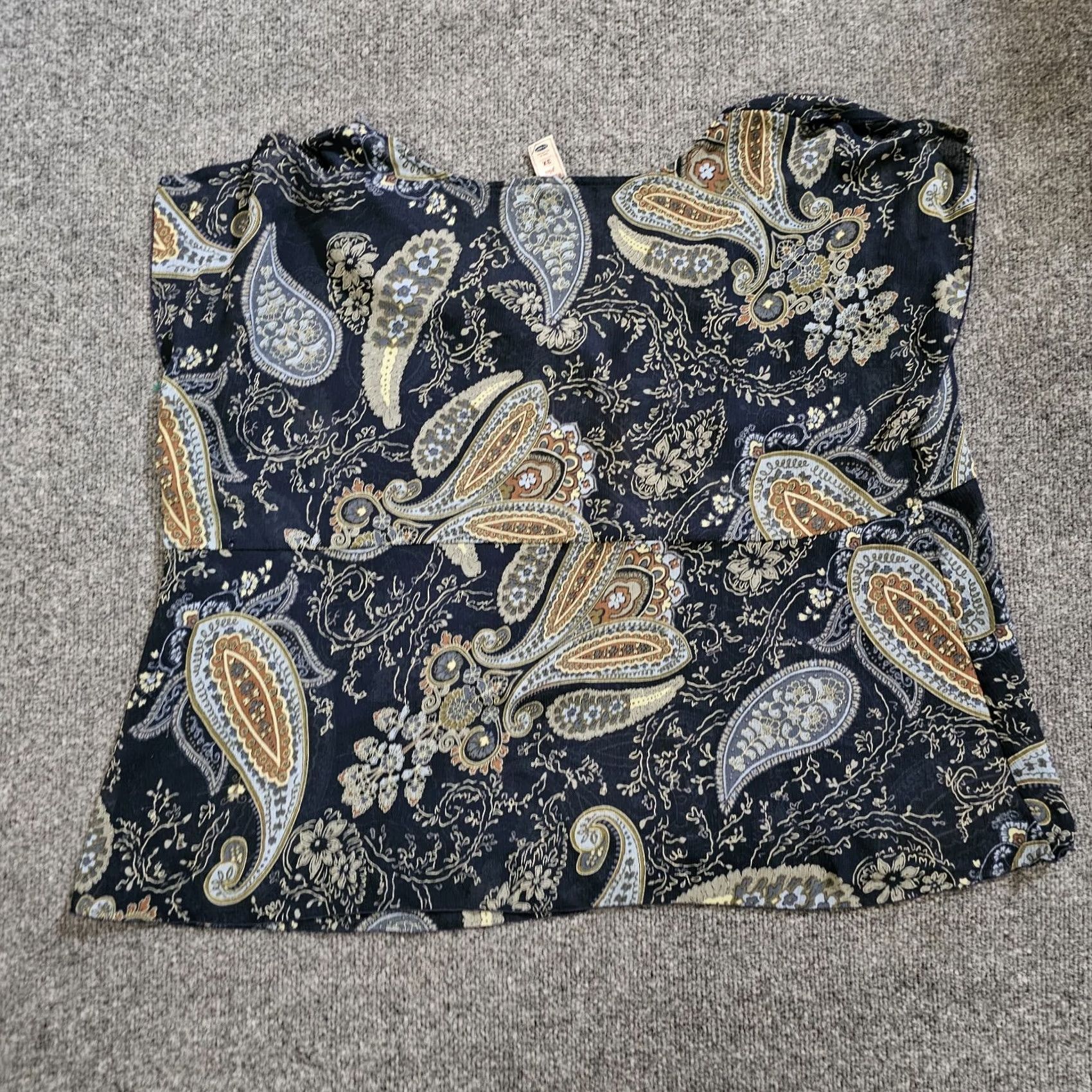 Old Navy VINTAGE Old Navy Top Womens 3X Blue Paisley Short Sleeve Sheer Flowy Career Casual Y2K Blouse Womens Size XXL / US 16-18 / IT 52-54 - 2 Thumbnail