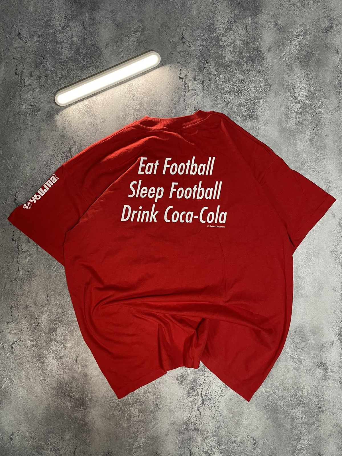 Coca Cola Vtg 90s Coca-Cola Euro 96 Football Single Stitch Tee Size US L / EU 52-54 / 3 - 9 Thumbnail